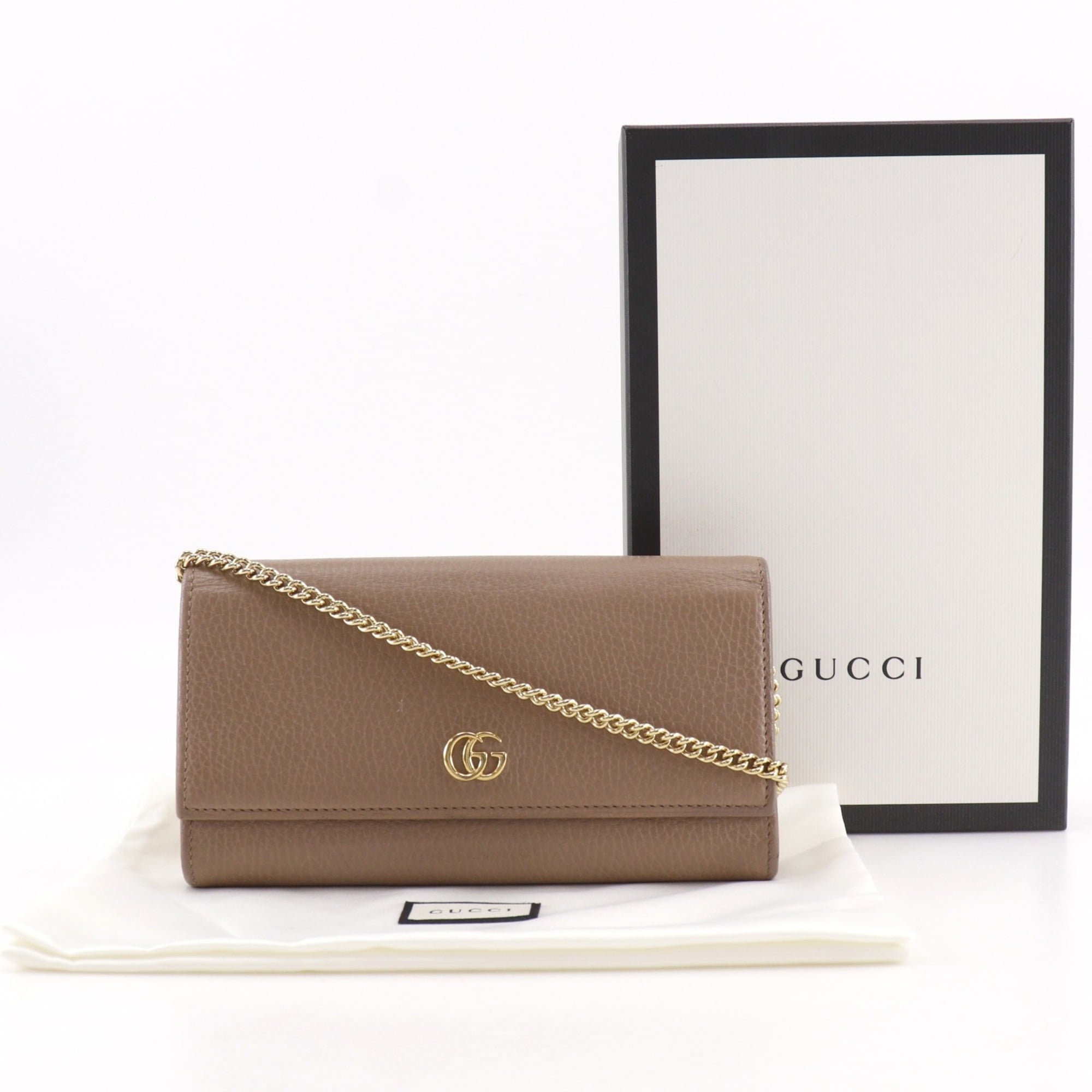 Gucci Beige Leather Chain/Shoulder Wallet (Pre-Owned)