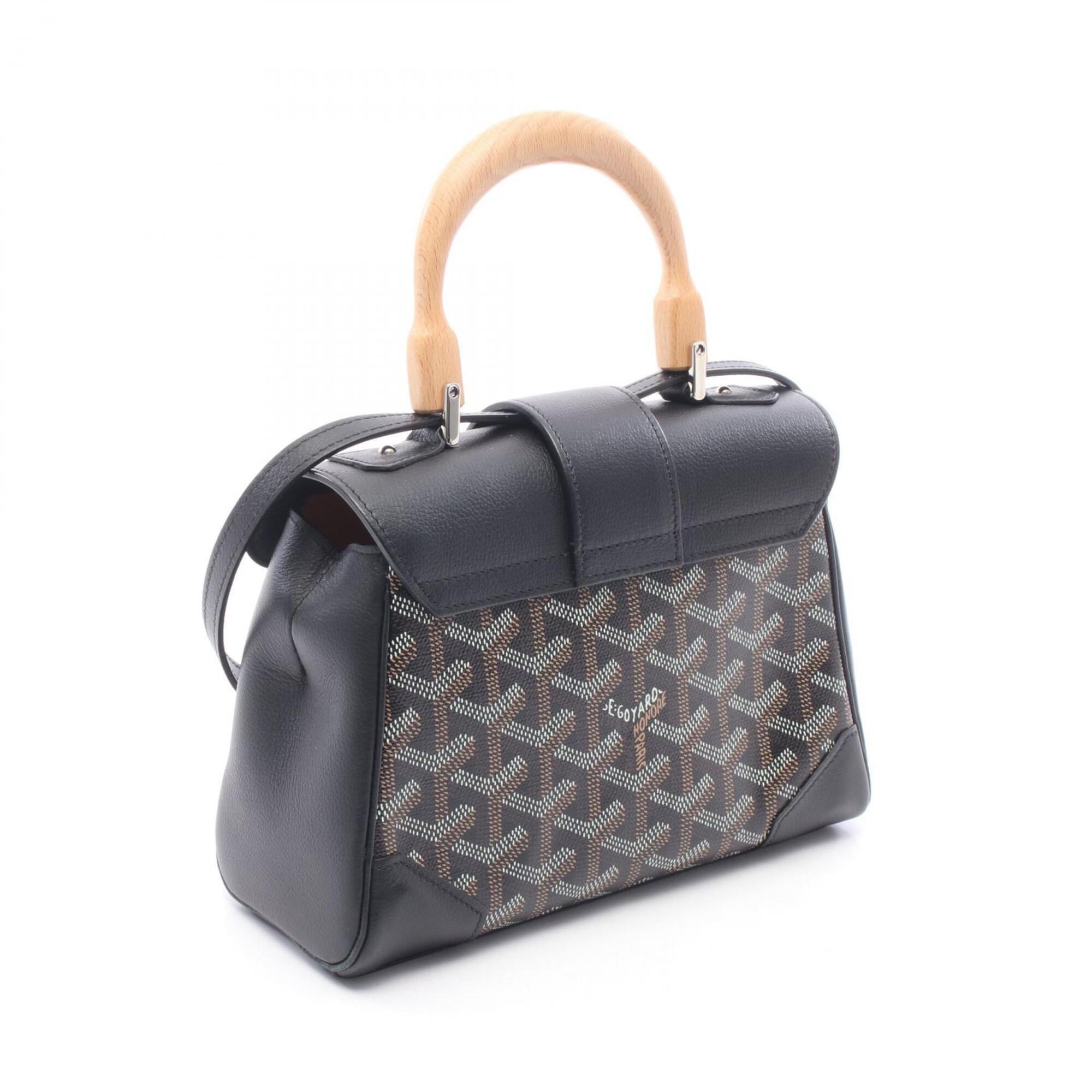 Goyard Black Brown White Coated Canvas Leather Handbag (Pre-Owned)