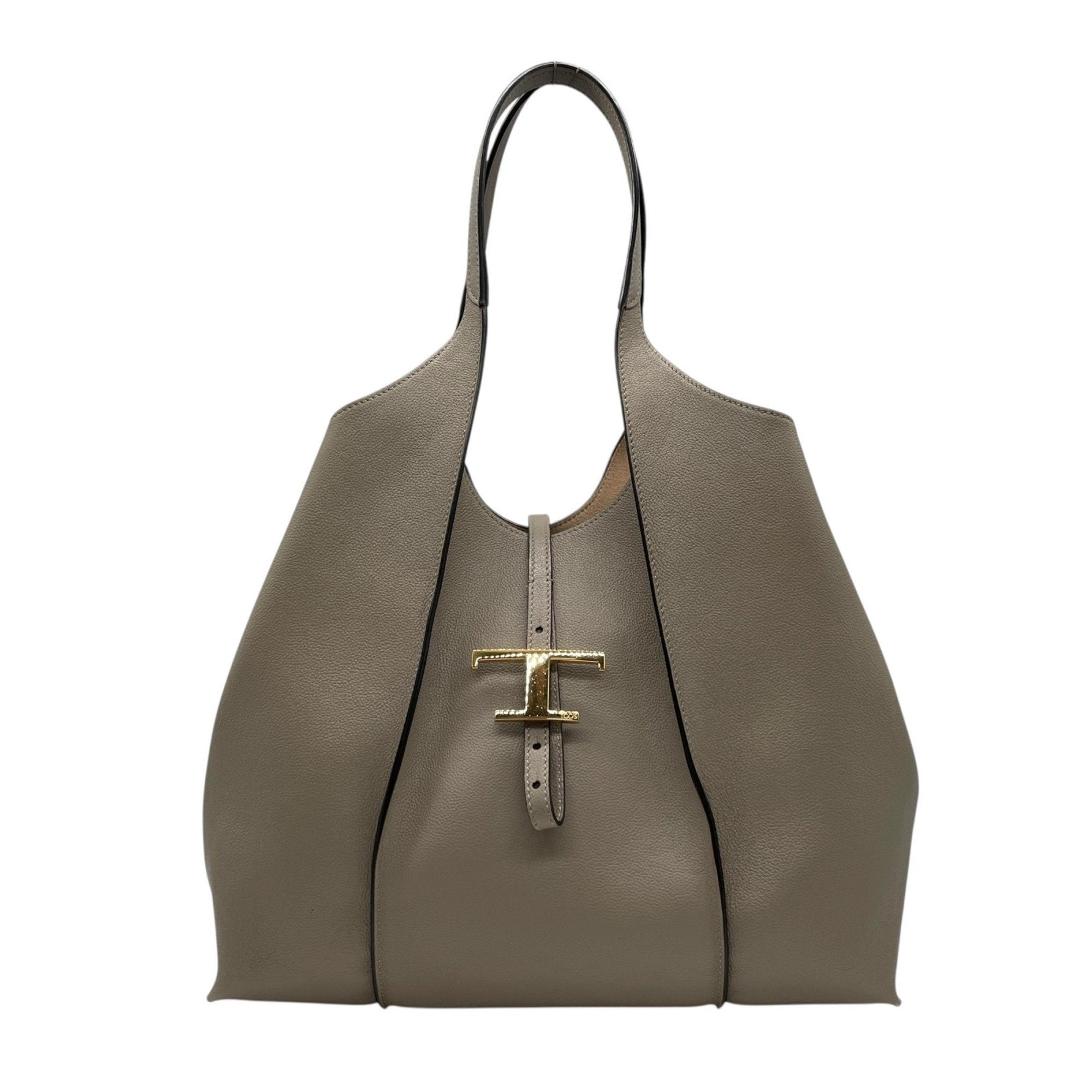Tod's Grayish Leather Handbag Pouch Tote Bag (Pre-Owned)