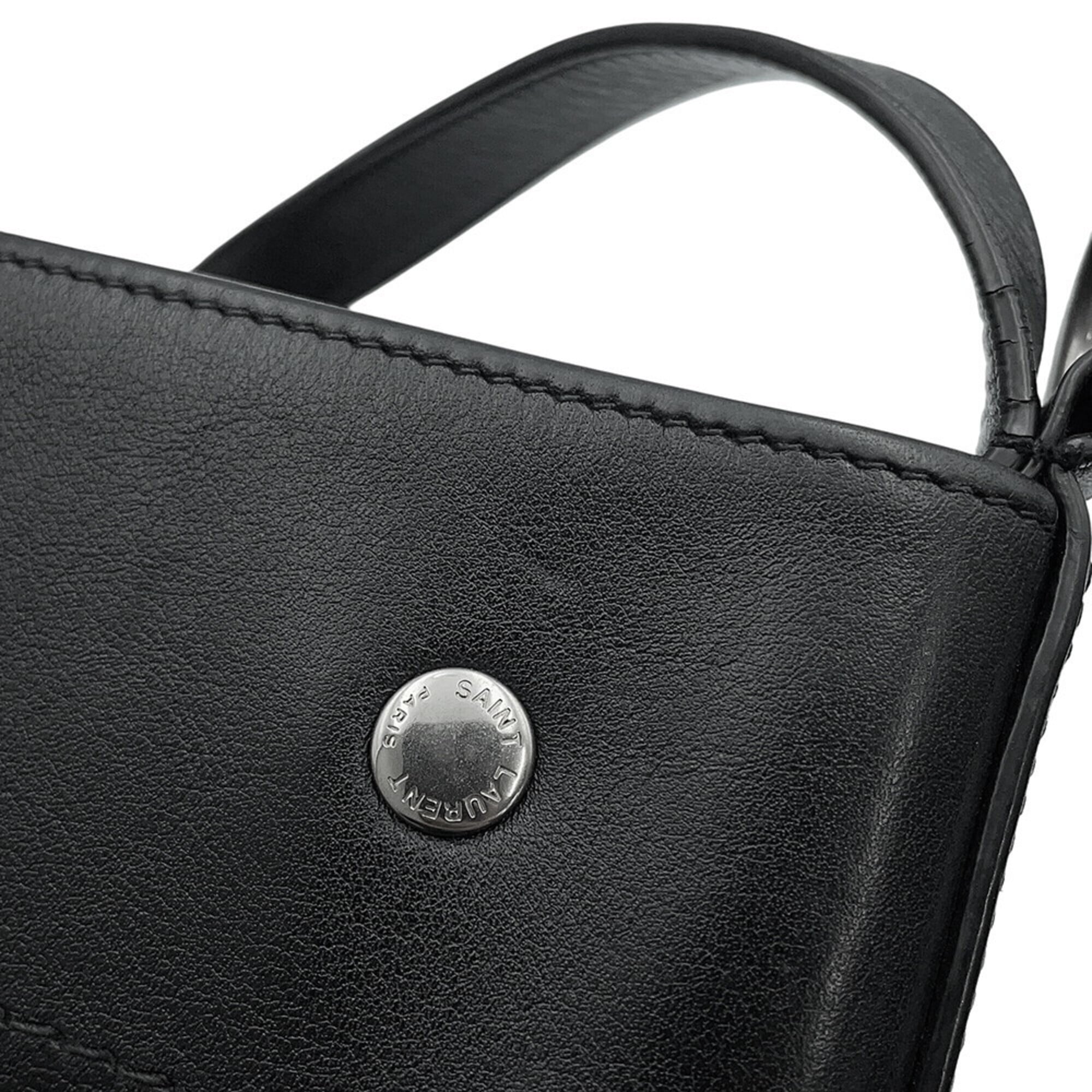 Yves Saint Laurent Black Leather Handbag Shoulder Bag (Pre-Owned)