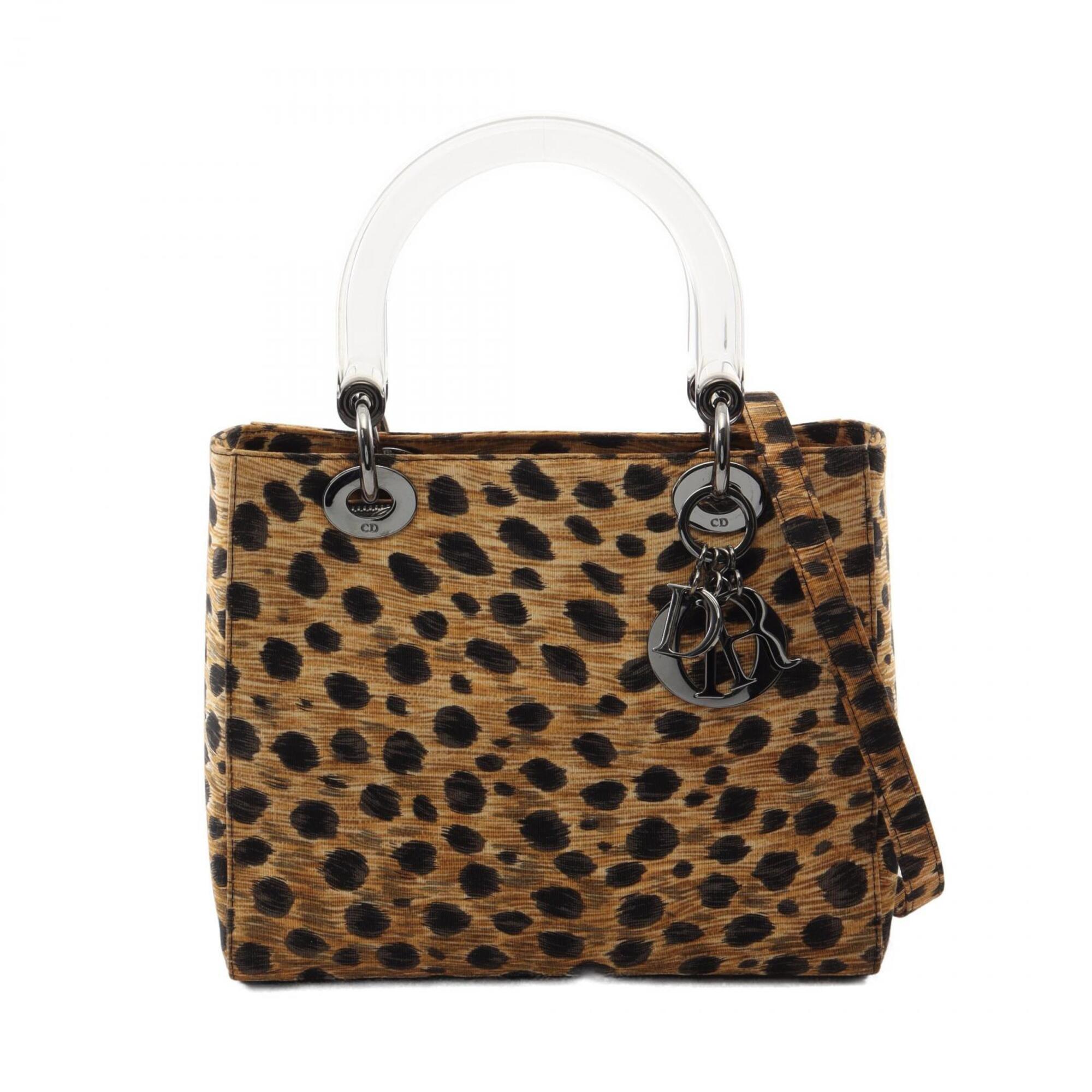 Christian Dior Beige Black Canvas Handbag (Pre-Owned)