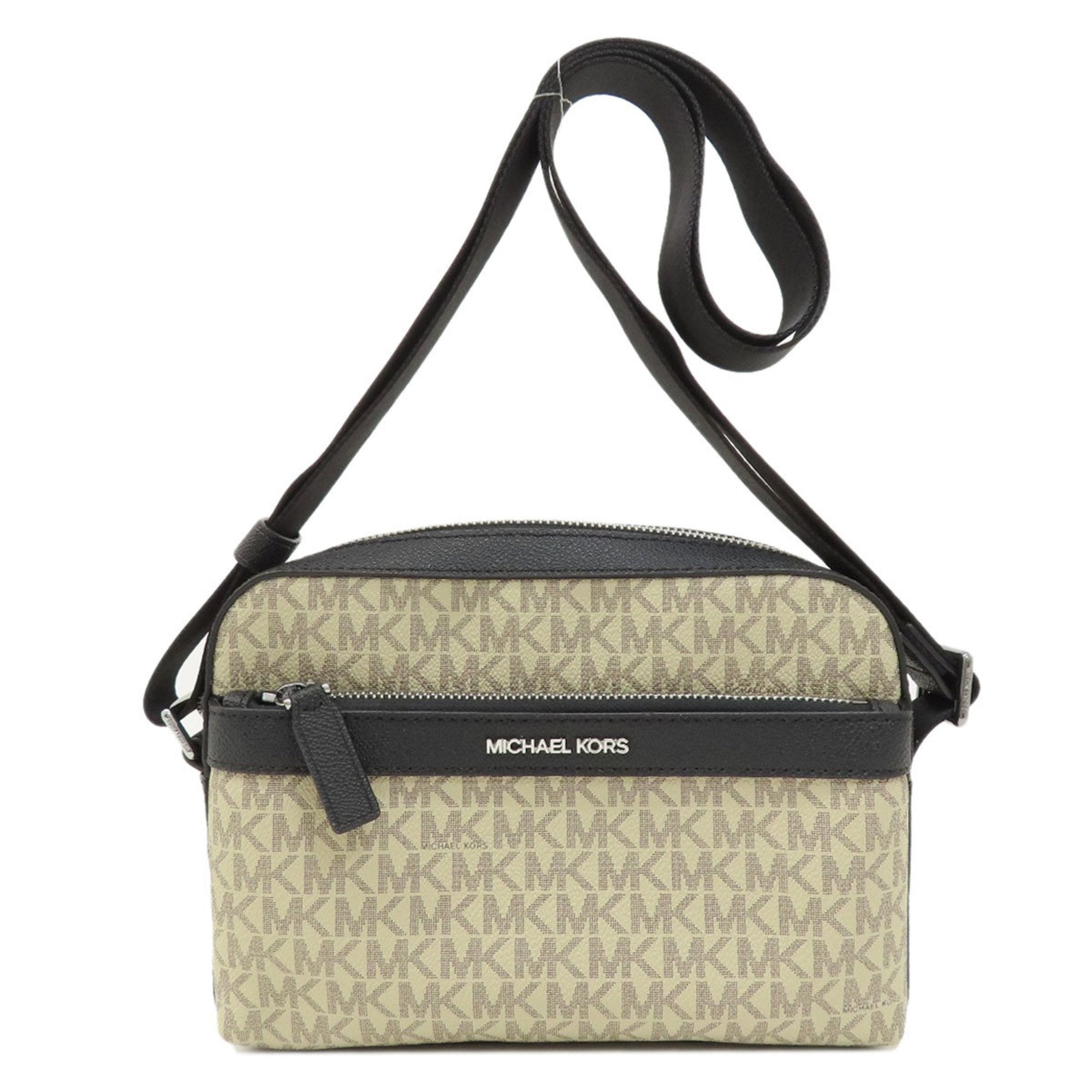 Michael Kors Beige Black Leather Shoulder Bag (Pre-Owned)