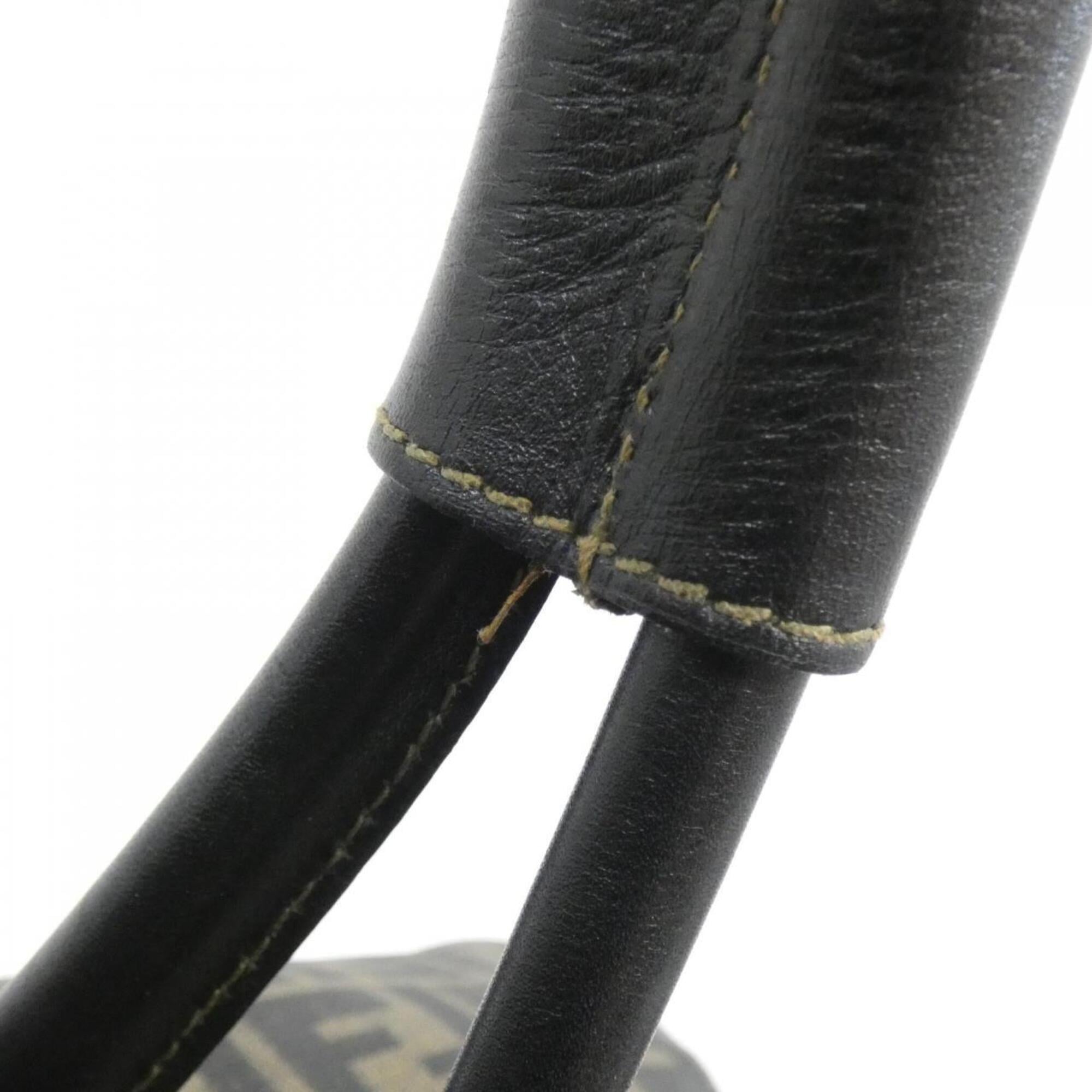 Fendi Black Brown Coated Canvas Boston Bag (Pre-Owned)