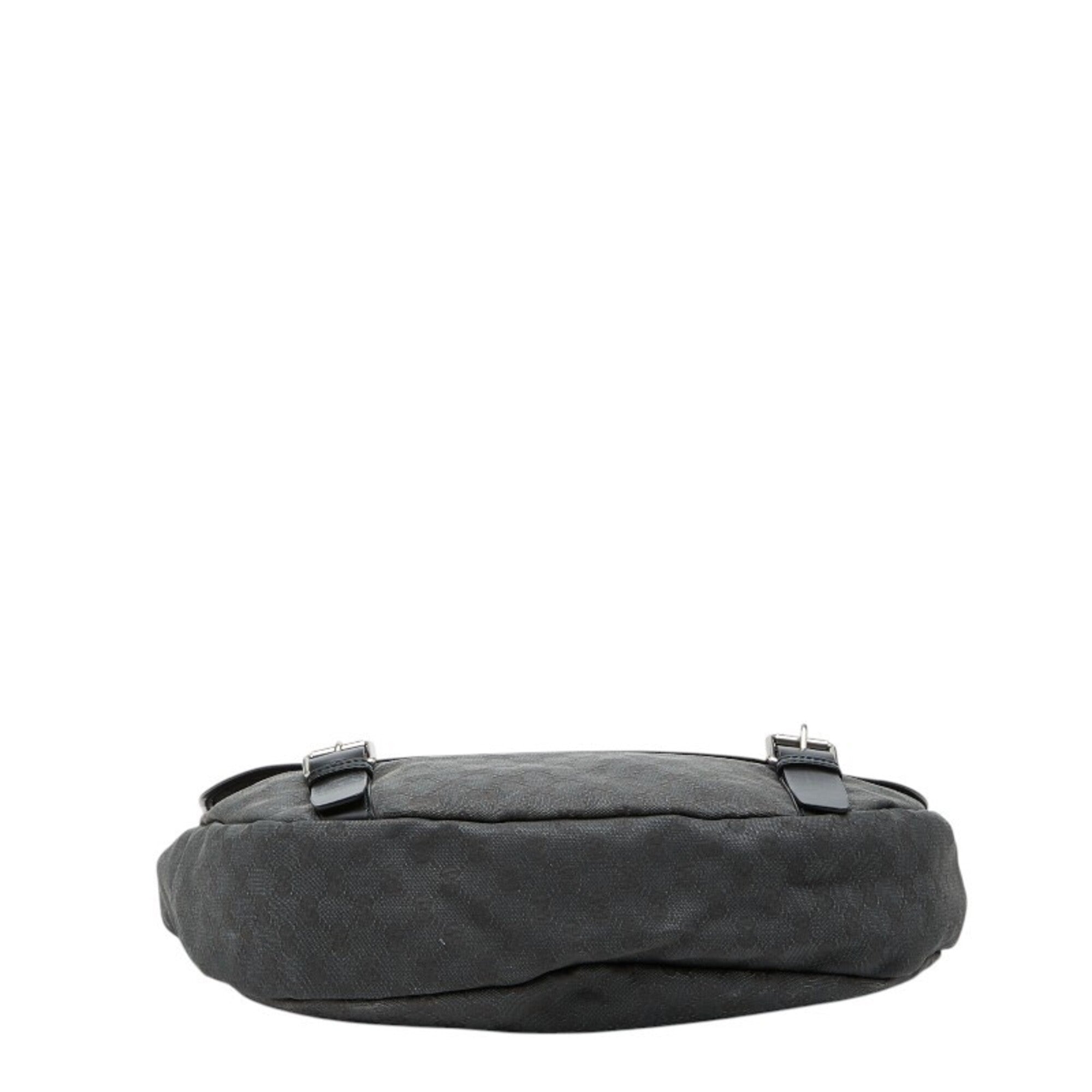 Gucci Black Canvas Leather Messenger Bag Shoulder Bag (Pre-Owned)