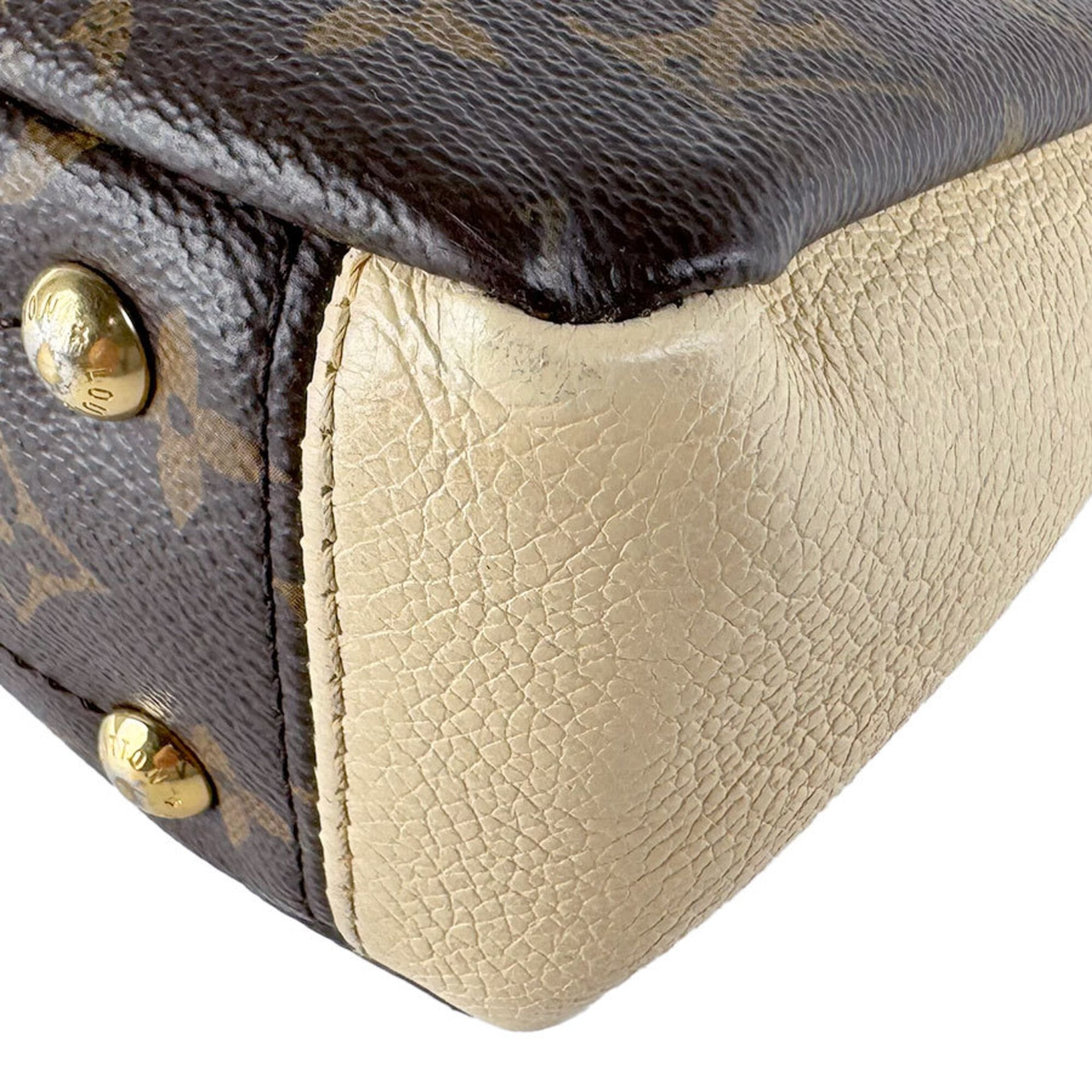 Louis Vuitton Brown Light Beige Monogram Monogram Leather Handbag (Pre-Owned)