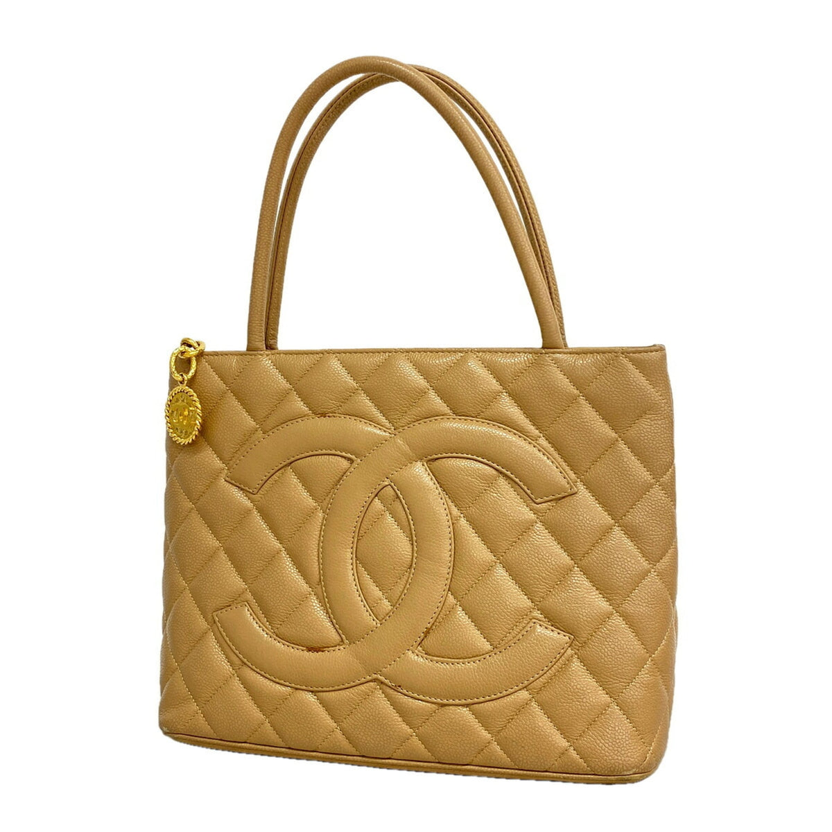 Chanel Beige Grained Calfskin Tote Bag (Pre-Owned)