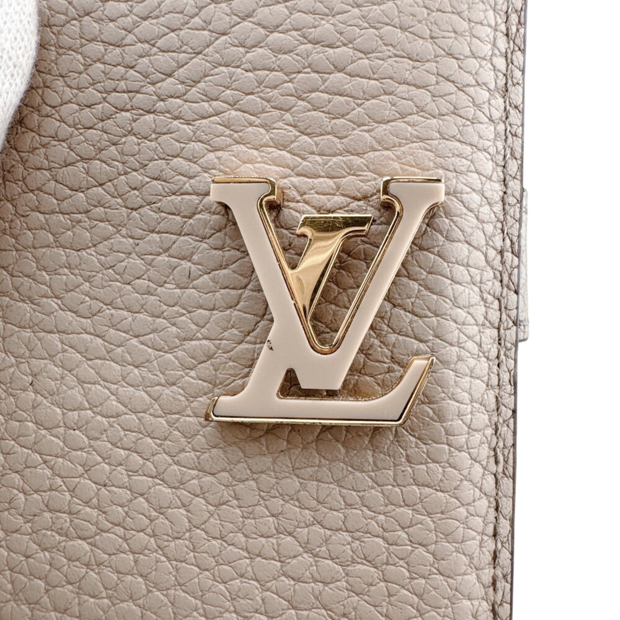 Louis Vuitton Taurillon Beige Leather Long Wallet (Bi-Fold) (Pre-Owned)