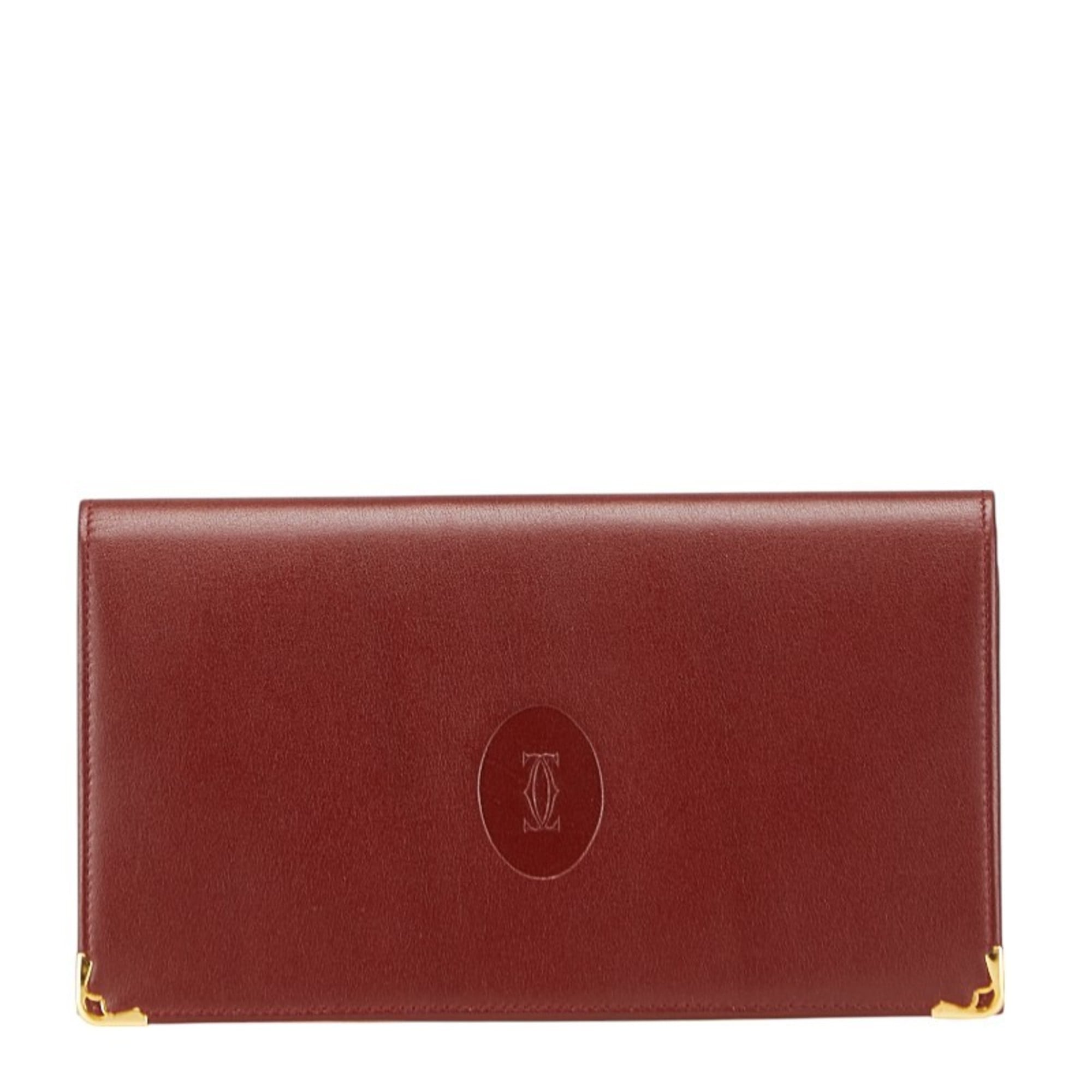 Cartier Must Bordeaux Wine Red Leather Coin Purse/Coin Case (Pre-Owned)