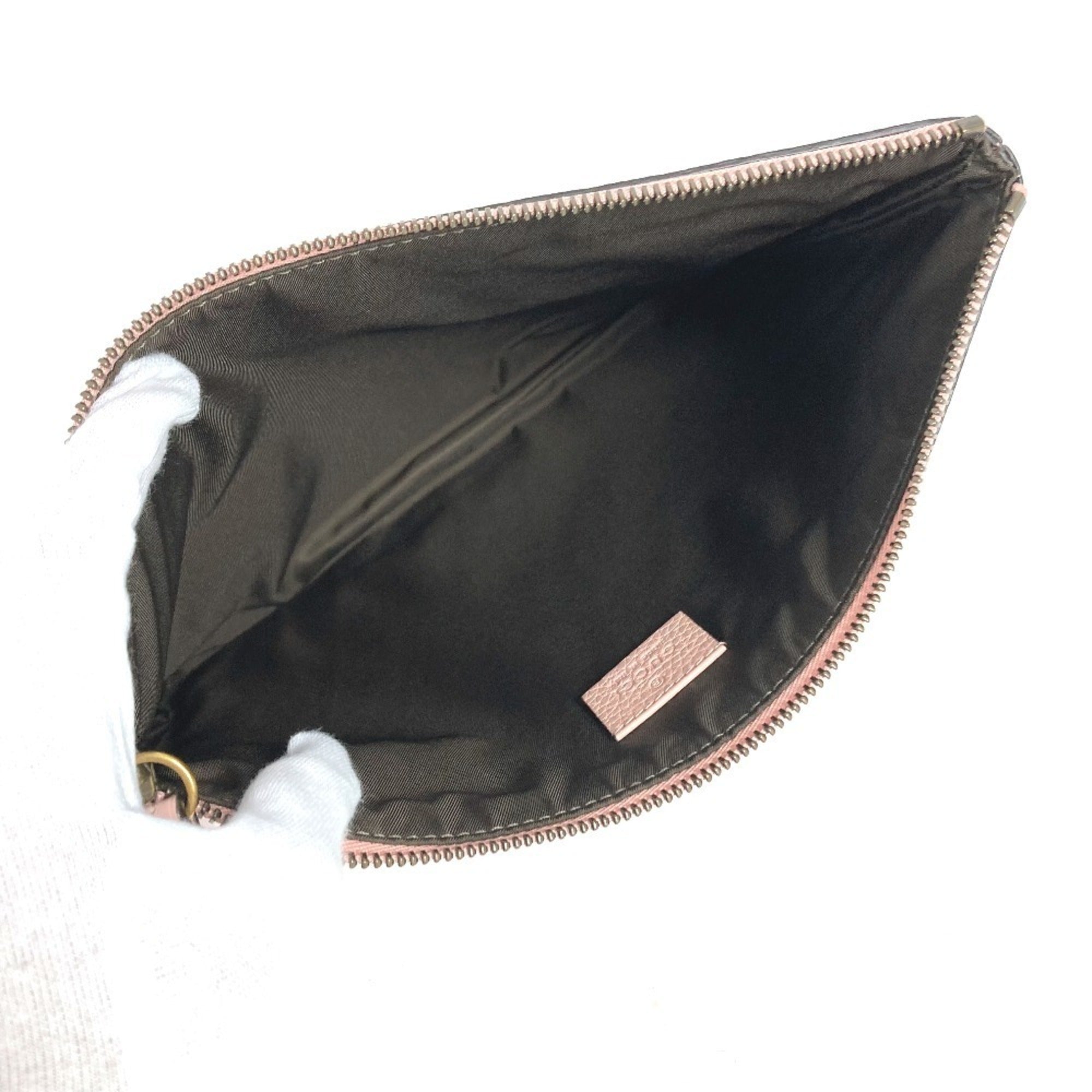 Gucci Pink Leather Clutch Bag Handbag Pouch (Pre-Owned)