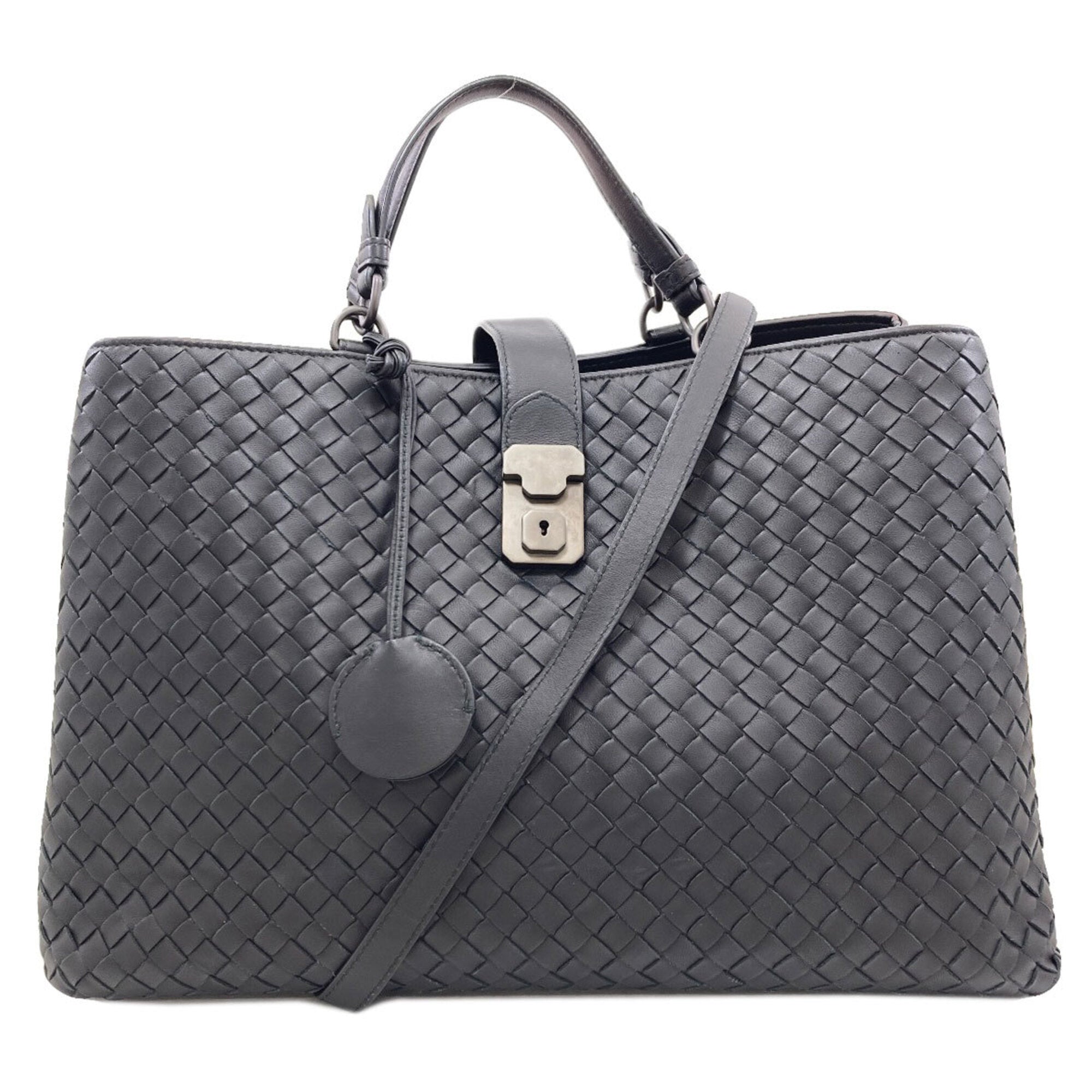 Bottega Veneta Intrecciato Black Leather Tote Bag (Pre-Owned)