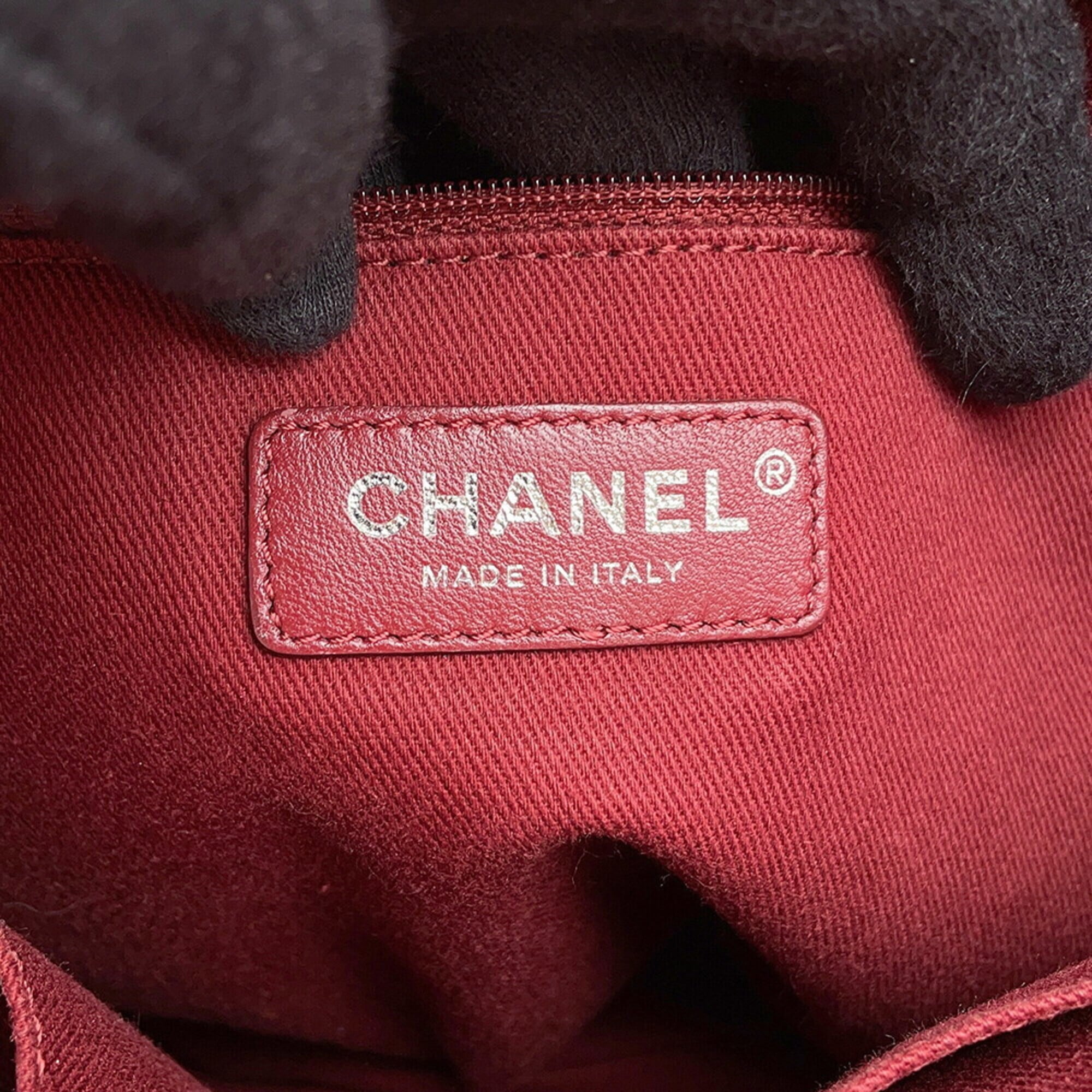 Chanel Pink Red Canvas Leather Handbag Tote Bag (Pre-Owned)