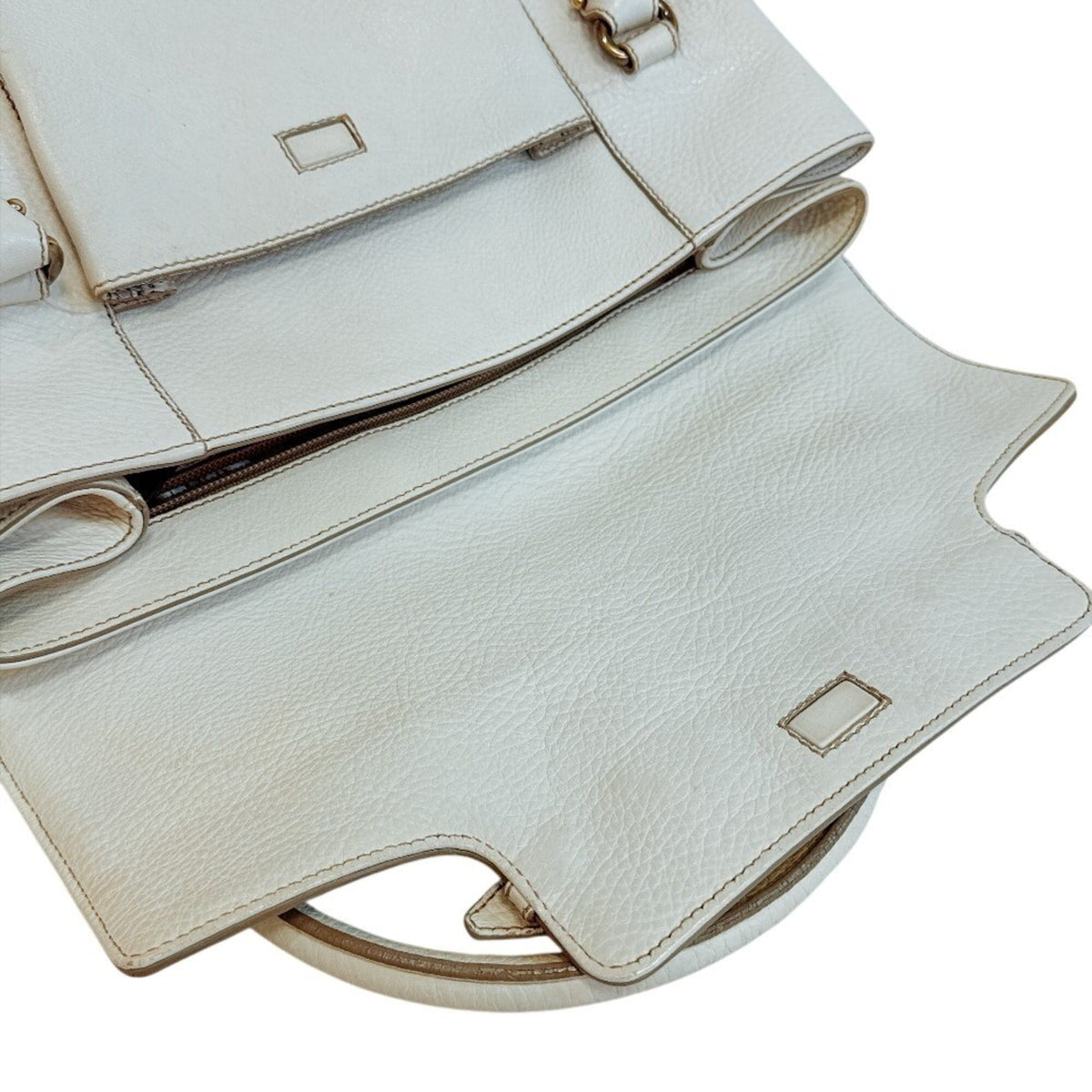 Salvatore Ferragamo White Leather Handbag Tote Bag (Pre-Owned)
