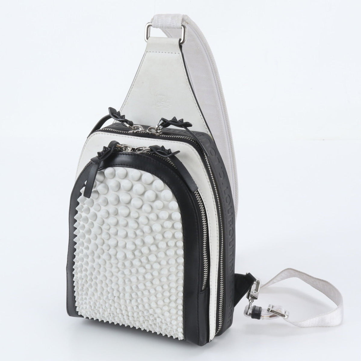 Christian Louboutin Black White Leather Shoulder Bag Sling Bag (Pre-Owned)