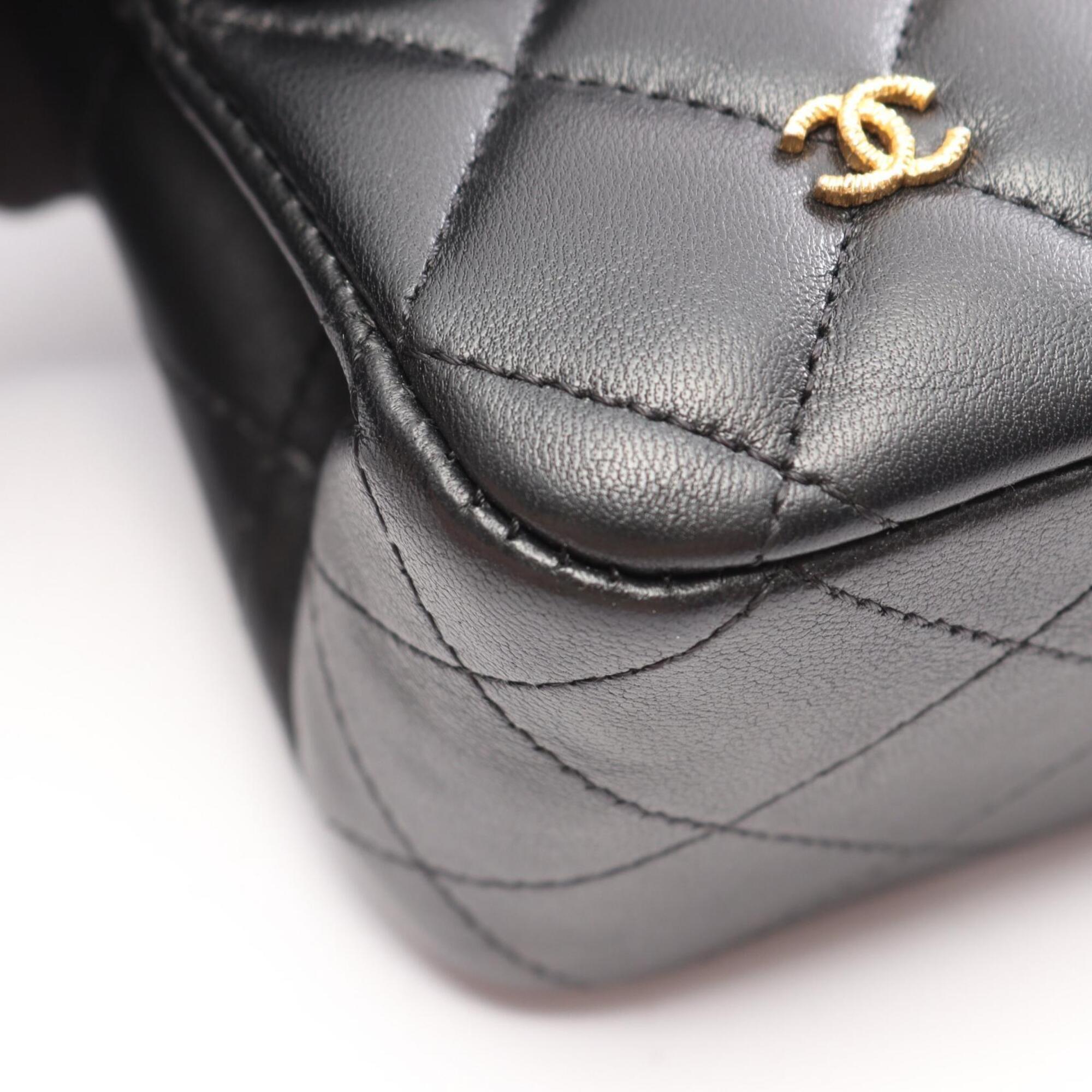 Chanel Black Leather Handbag Shoulder Bag (Pre-Owned)
