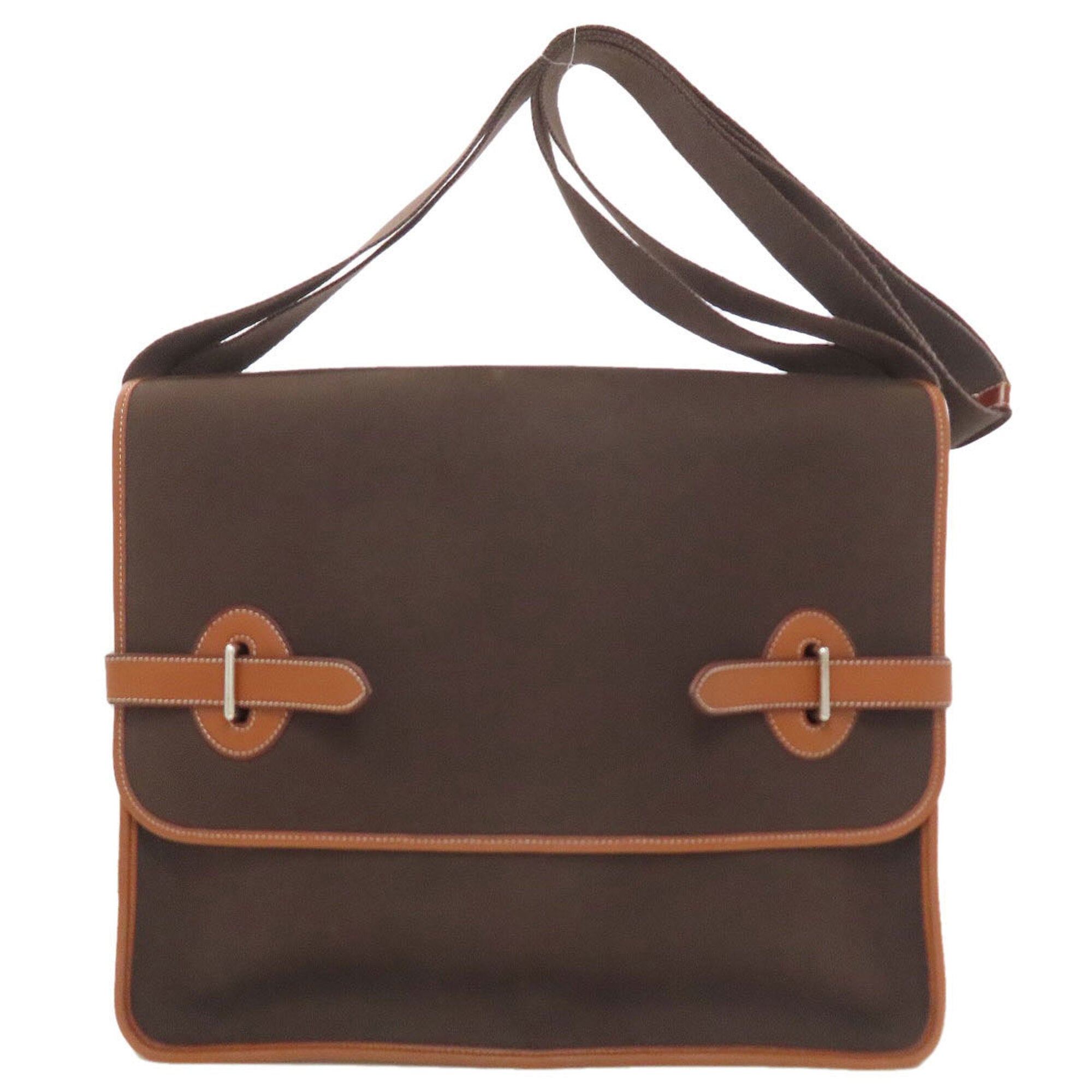Hermes Brown Toile Officier Shoulder Bag (Pre-Owned)