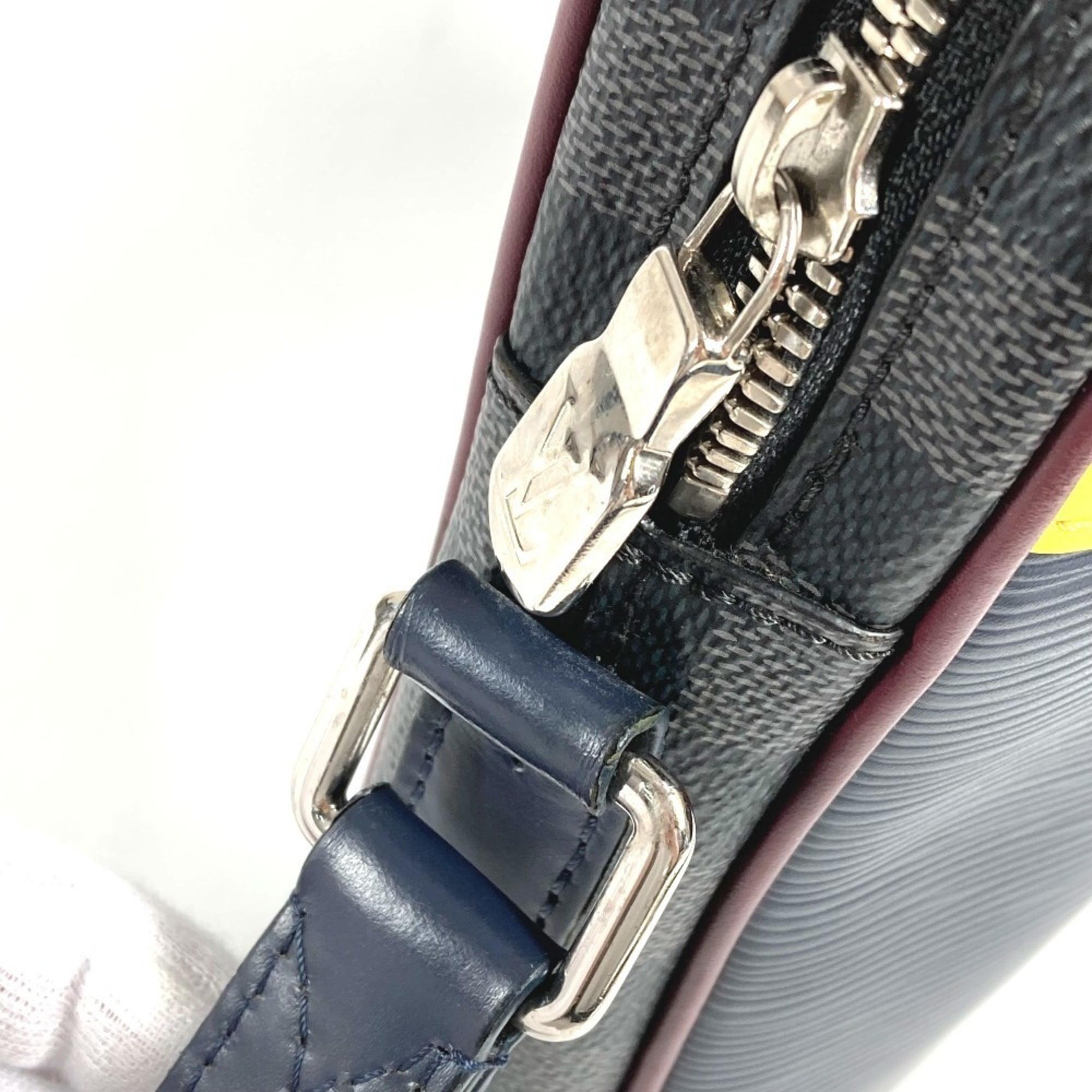 Louis Vuitton Galle Navy Yellow Damier Graphite Epi Leather Pochette Shoulder Bag (Pre-Owned)
