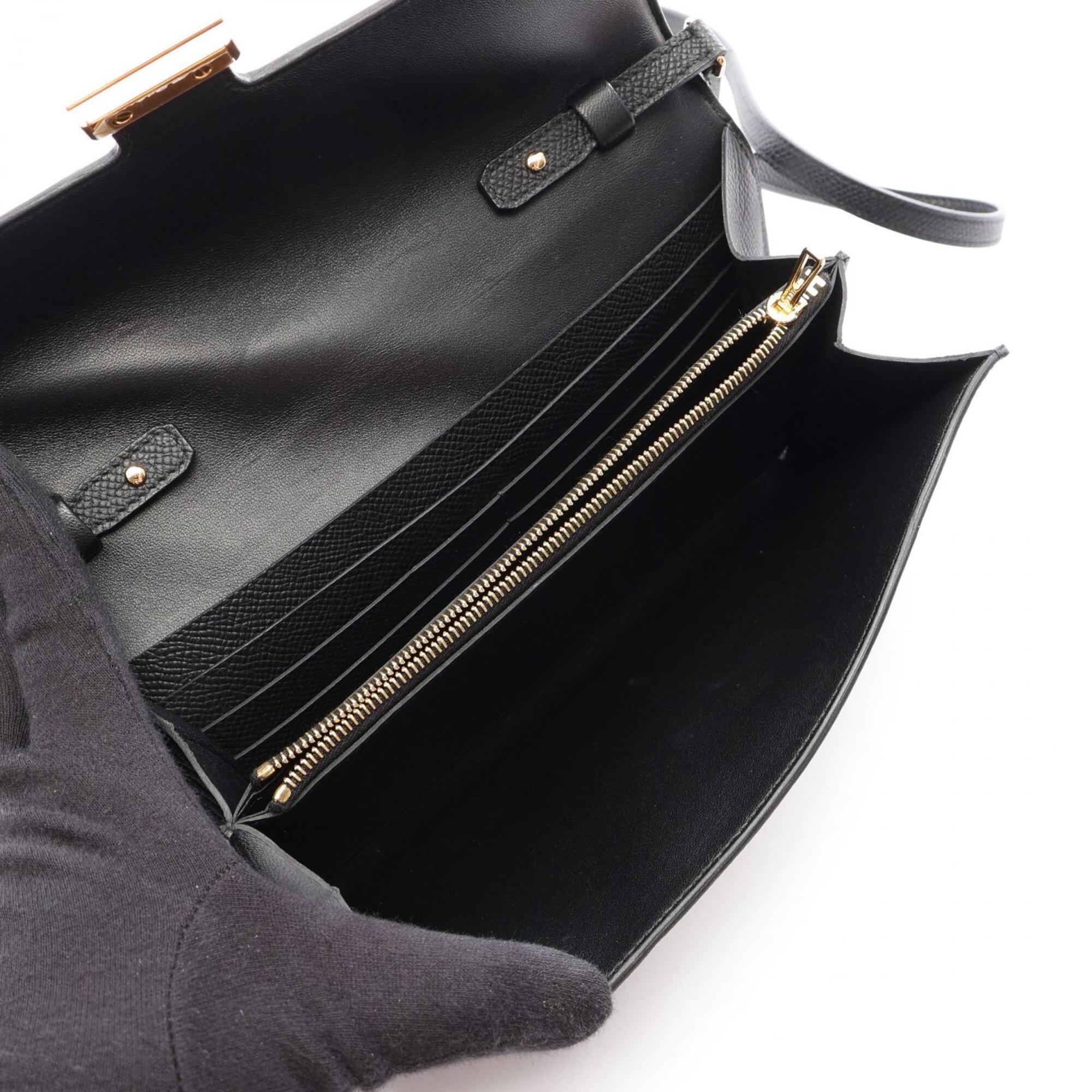 Hermes Black Brown Coated Canvas Leather Handbag Shoulder Bag (Pre-Owned)