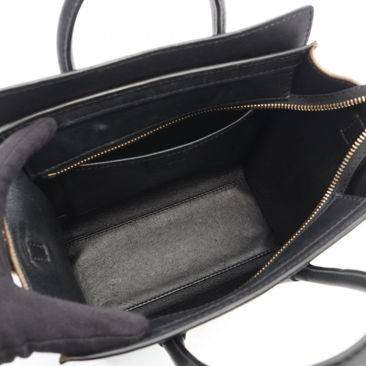 Celine Black Khaki White Leather Handbag (Pre-Owned)