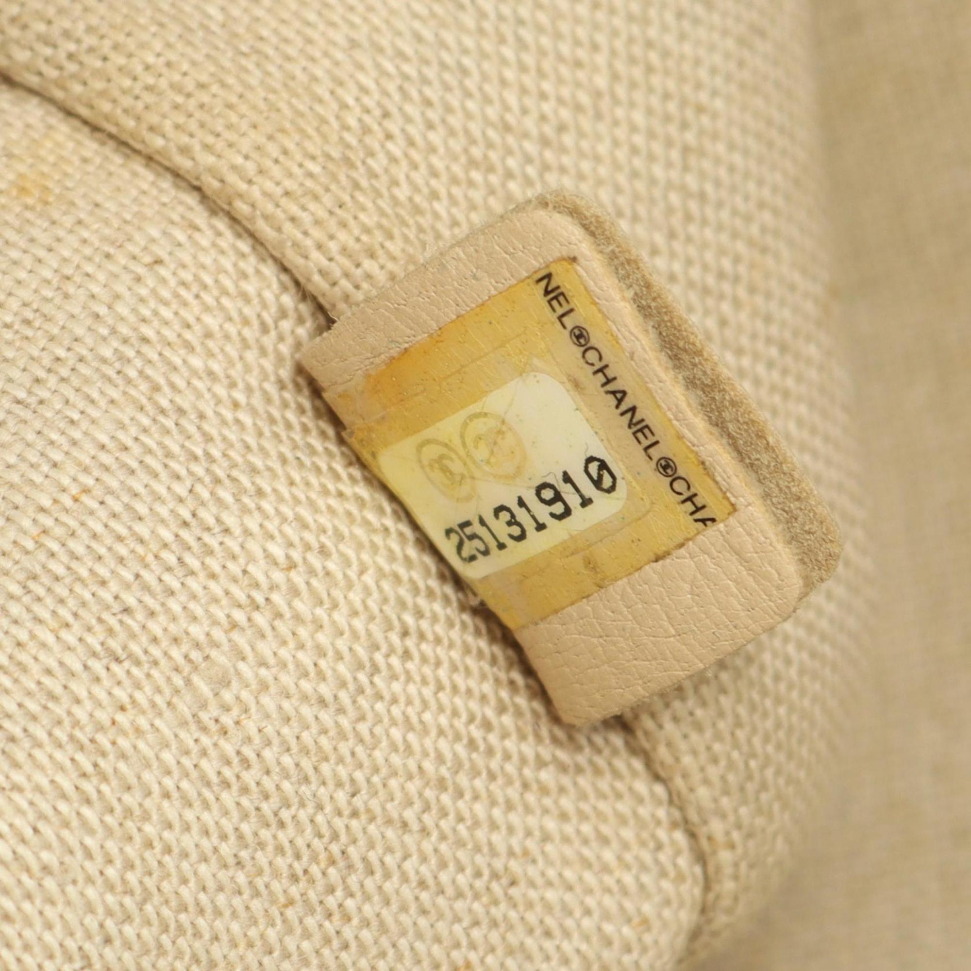 Chanel Beige Brown Canvas Leather Tote Bag (Pre-Owned)