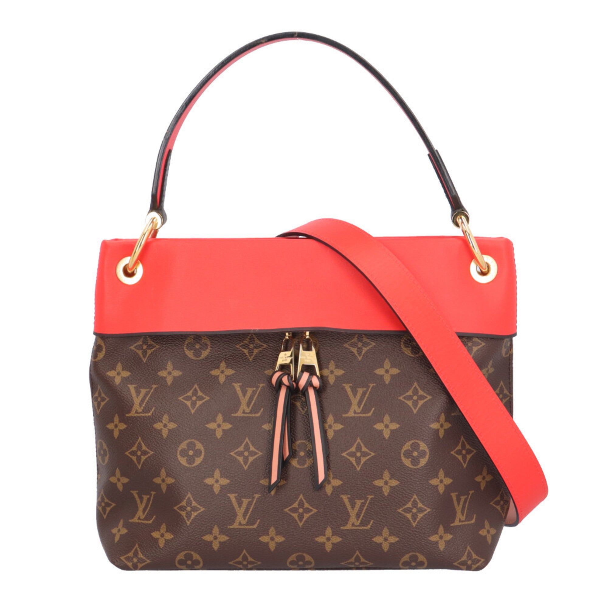 Louis Vuitton Brown Red Color Monogram Canvas Shoulder Bag (Pre-Owned)