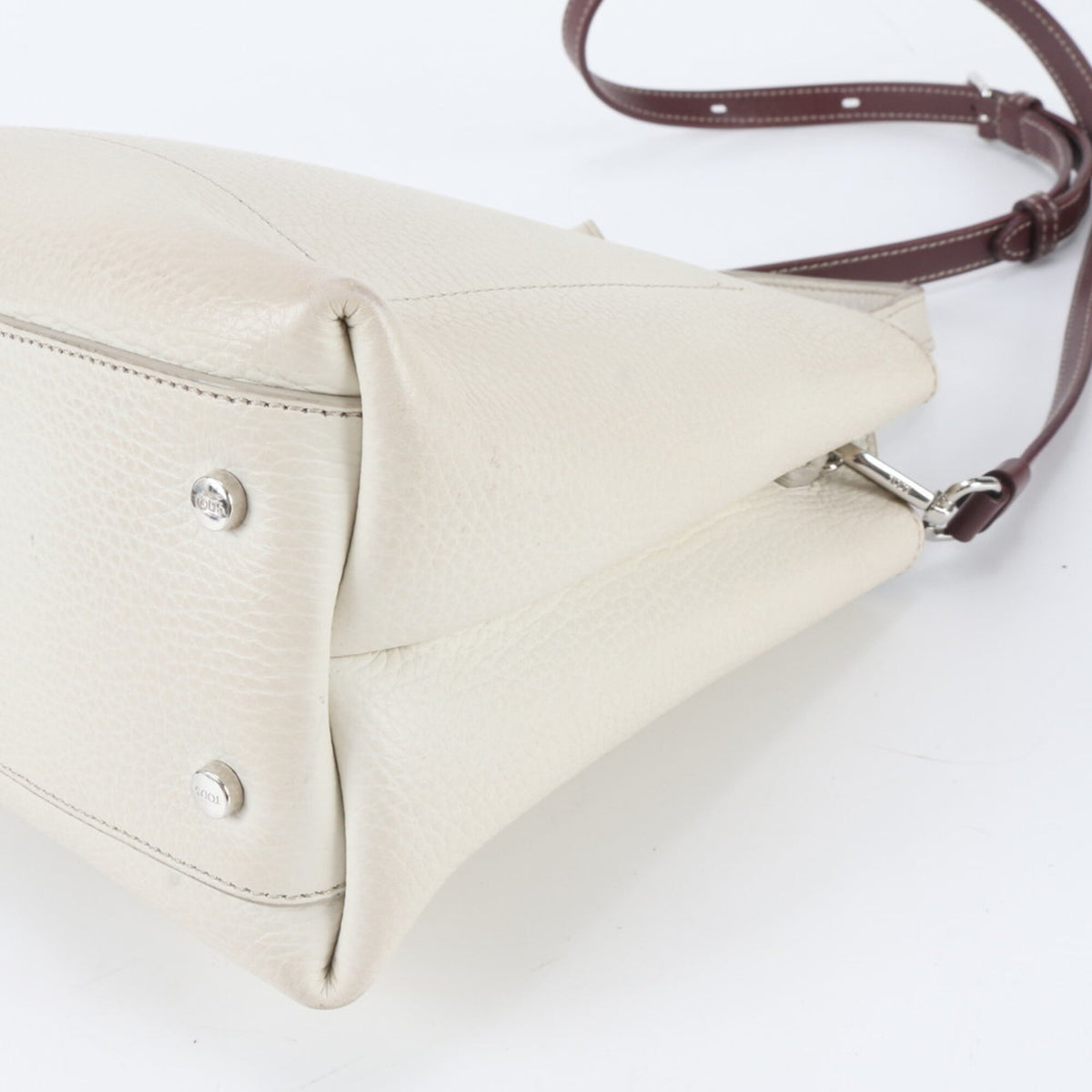 Tod's Red Color White Wine Leather Handbag Shoulder Bag Tote Bag (Pre-Owned)