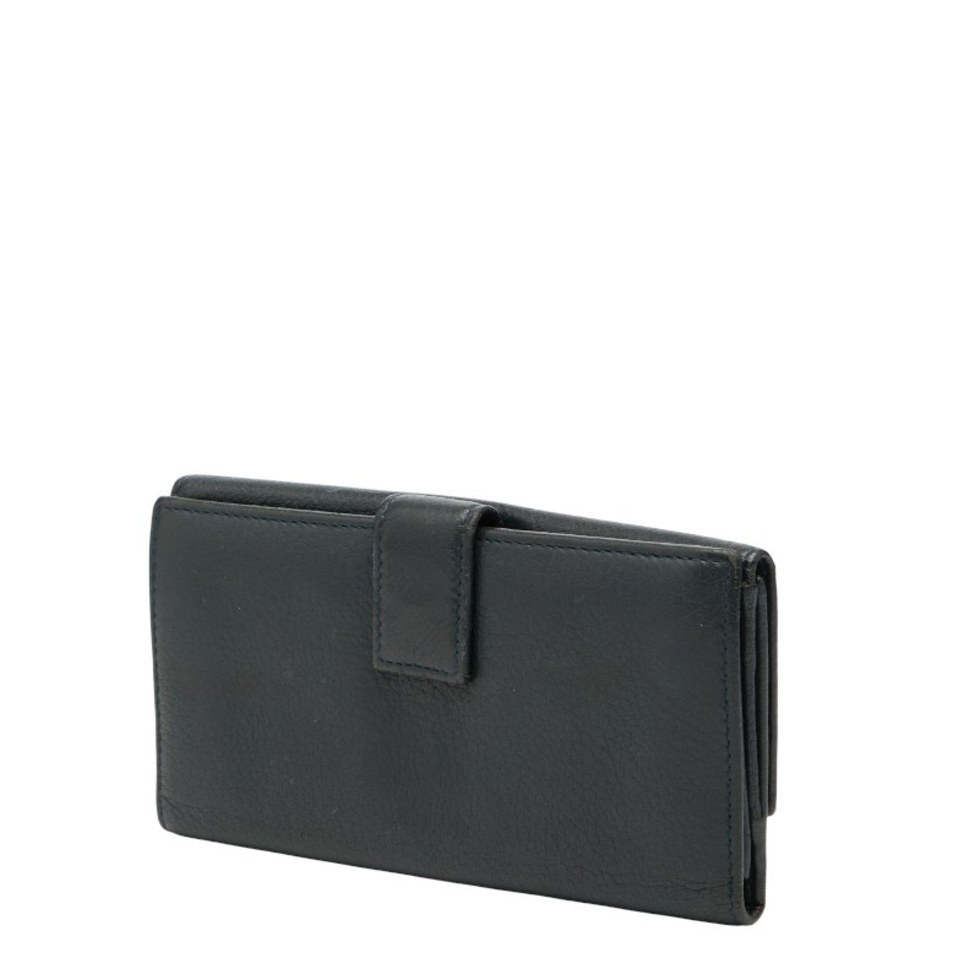 Gucci Navy Leather Long Wallet (Bi-Fold) (Pre-Owned)
