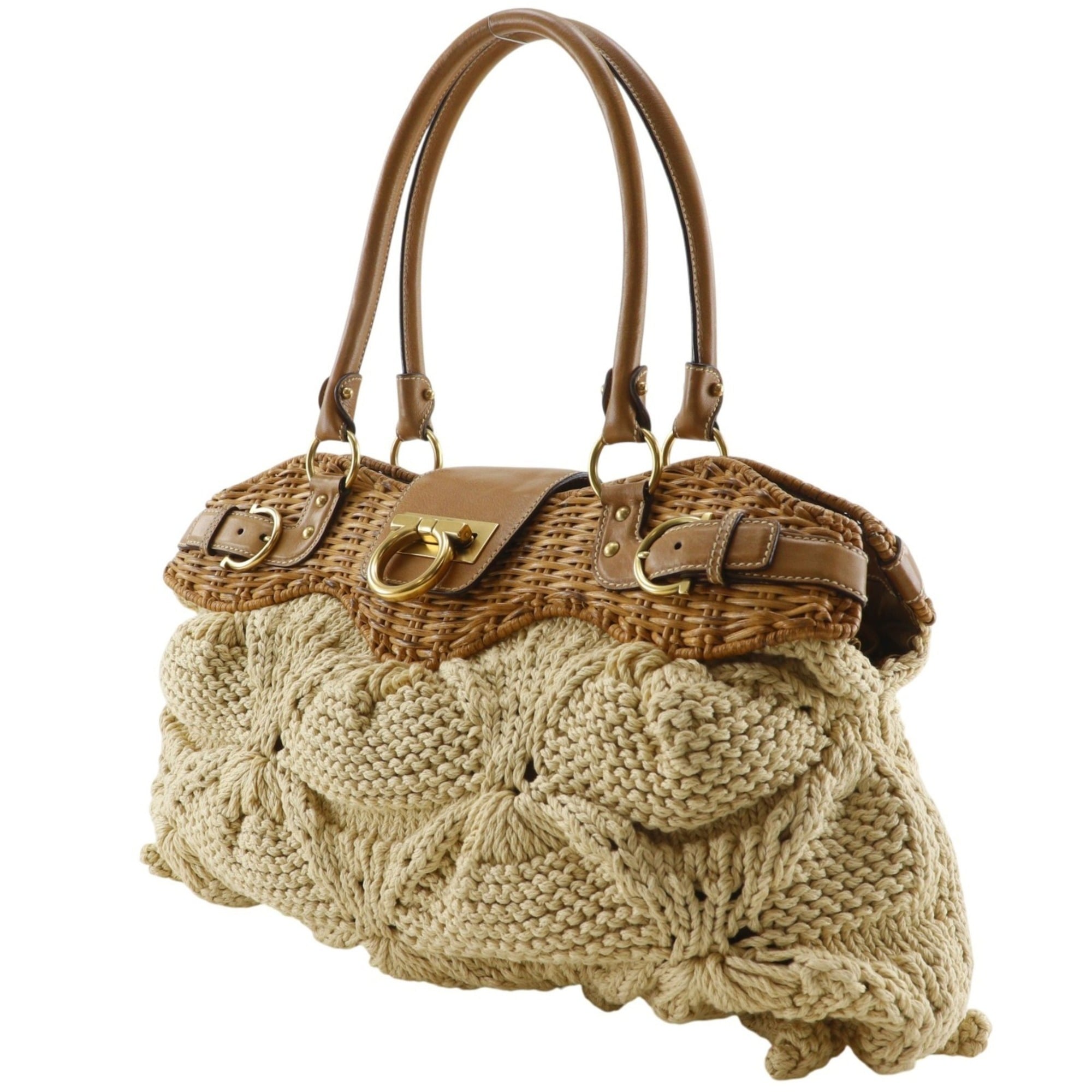 Salvatore Ferragamo Beige Cotton Tote Bag (Pre-Owned)