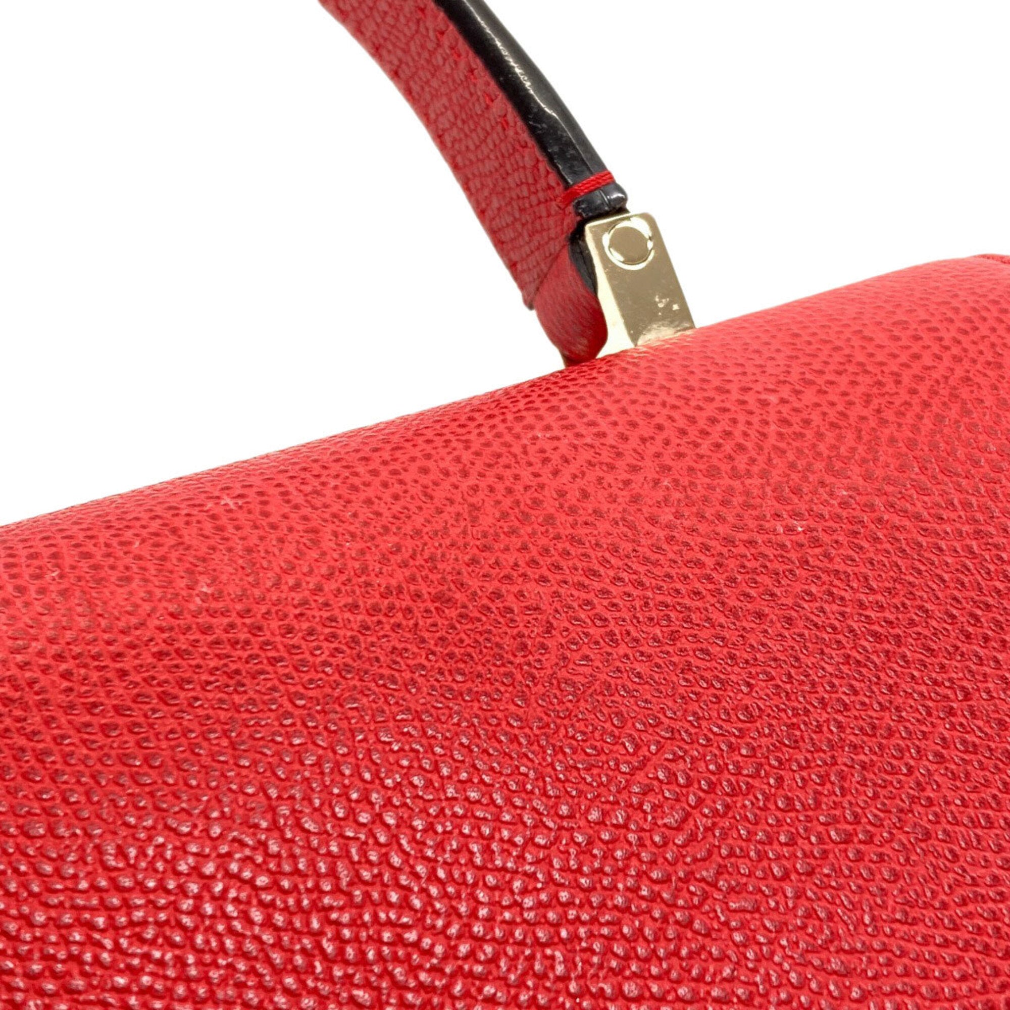 Valextra Red Color Leather Handbag (Pre-Owned)