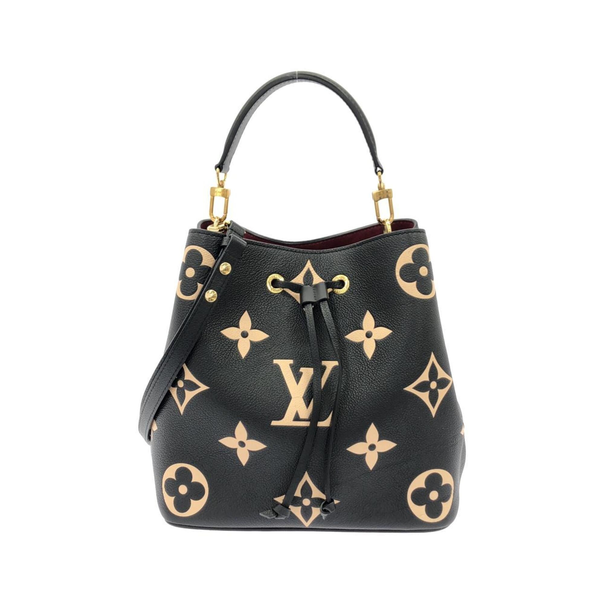 Louis Vuitton Beige Black Leather Pouch Shoulder Bag (Pre-Owned)