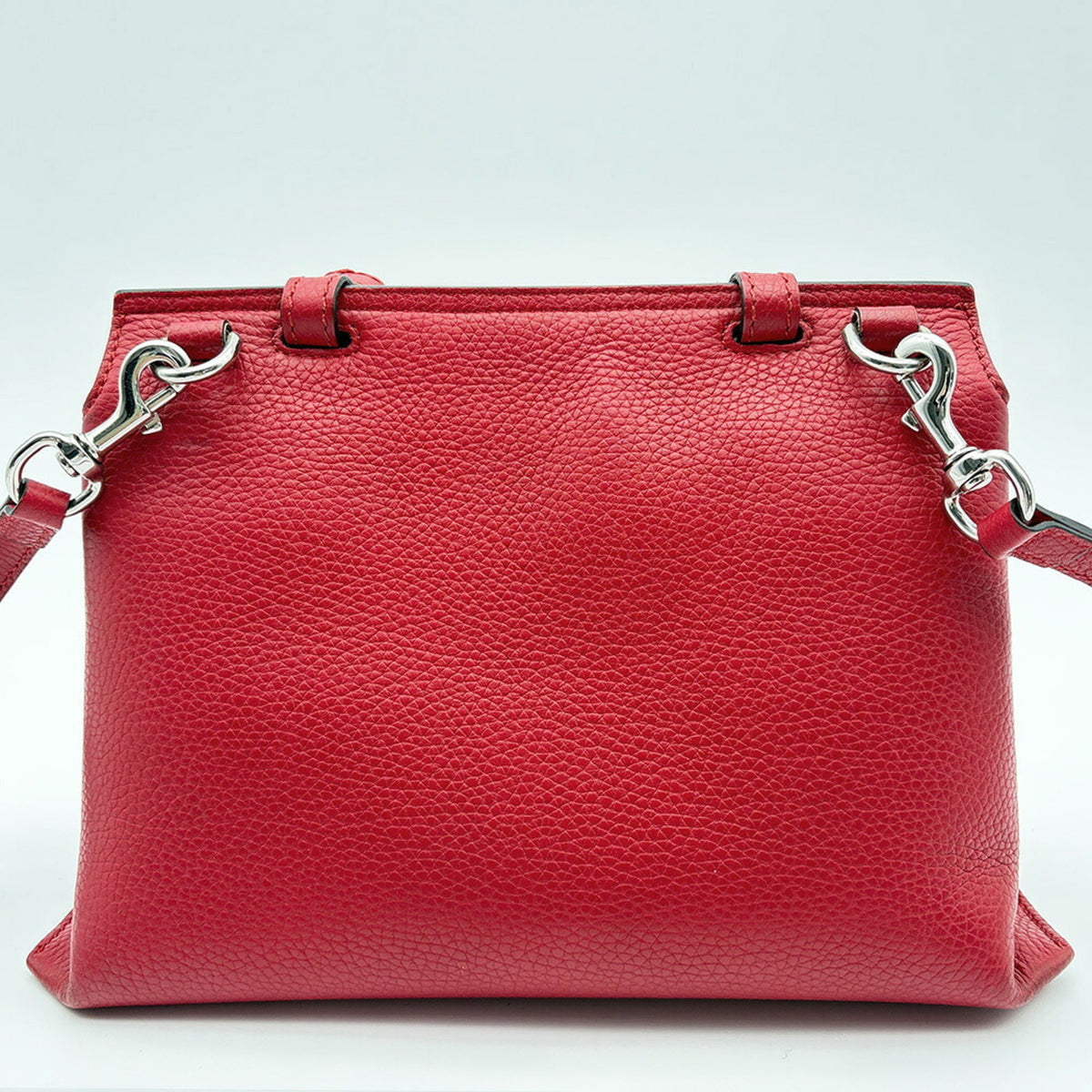 Gucci Bamboo Red Color Leather Handbag Shoulder Bag (Pre-Owned)