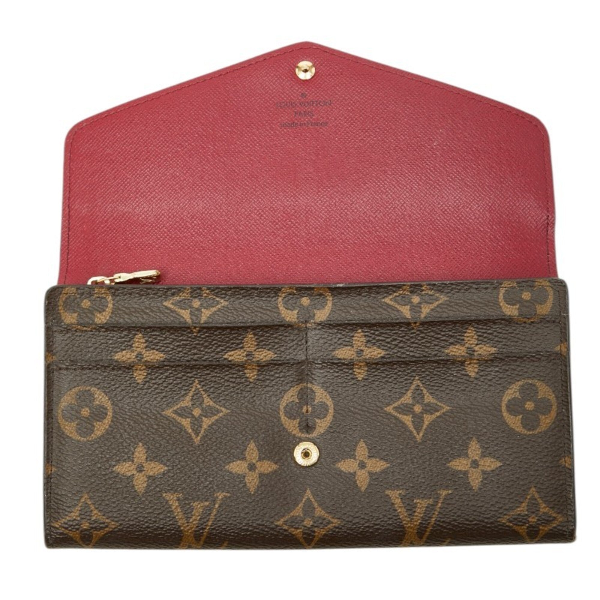 Louis Vuitton Monogram Brown Fuchsia Pvc Leather Long Wallet (Bi-Fold) (Pre-Owned)