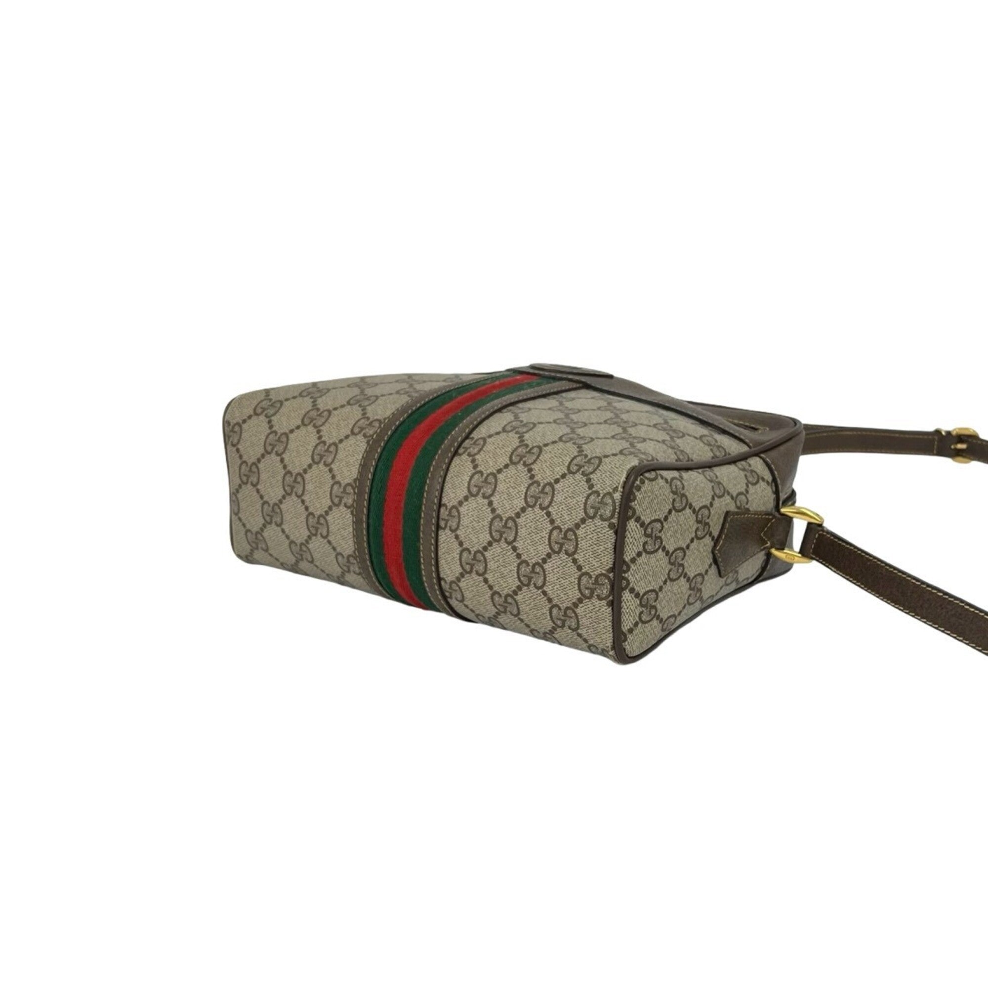 Gucci Brown Green Red Color Leather Pvc Pochette Shoulder Bag (Pre-Owned)