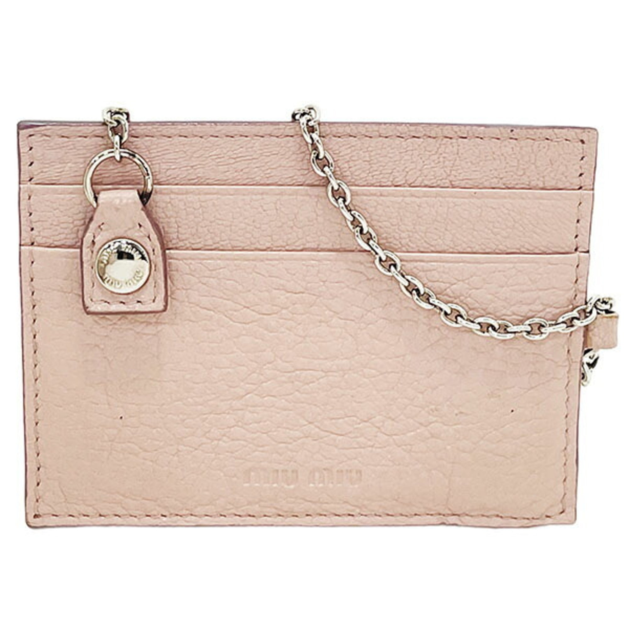 Miu Miu Beige Pink Pink Leather Long Wallet (Bi-Fold) (Pre-Owned)