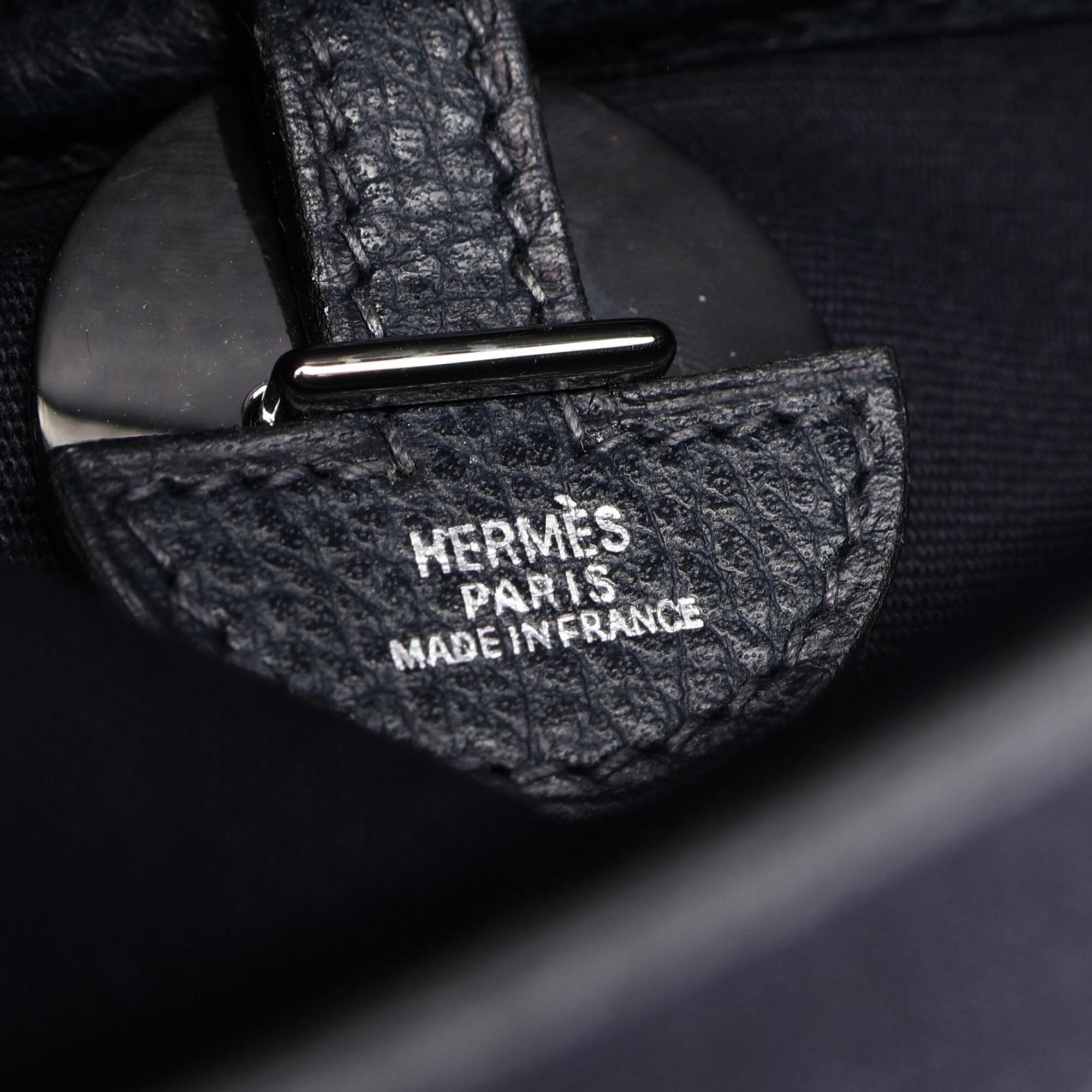 Hermes Blue Indigo Navy Vache Liegee Leather Toile Officier Handbag Shoulder Bag (Pre-Owned)