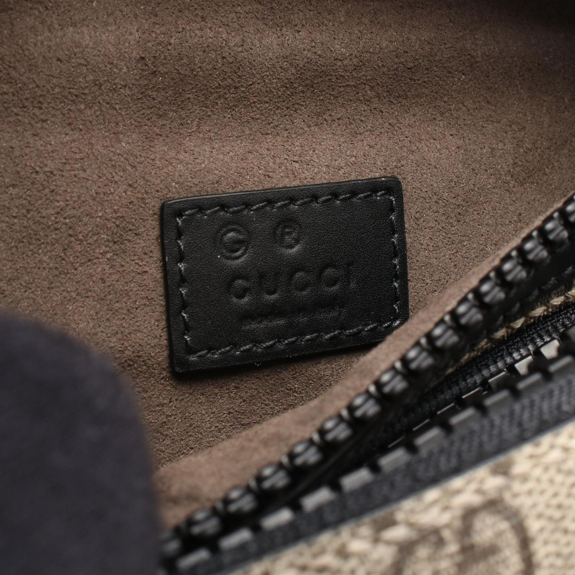 Gucci Beige Black Brown Gg Supreme Leather Fanny Pack Handbag (Pre-Owned)