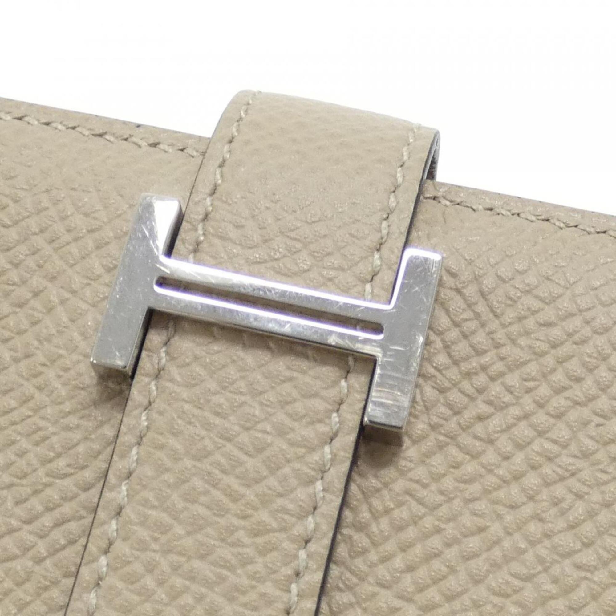 Hermes Beige Epsom Leather Long Wallet (Bi-Fold) (Pre-Owned)