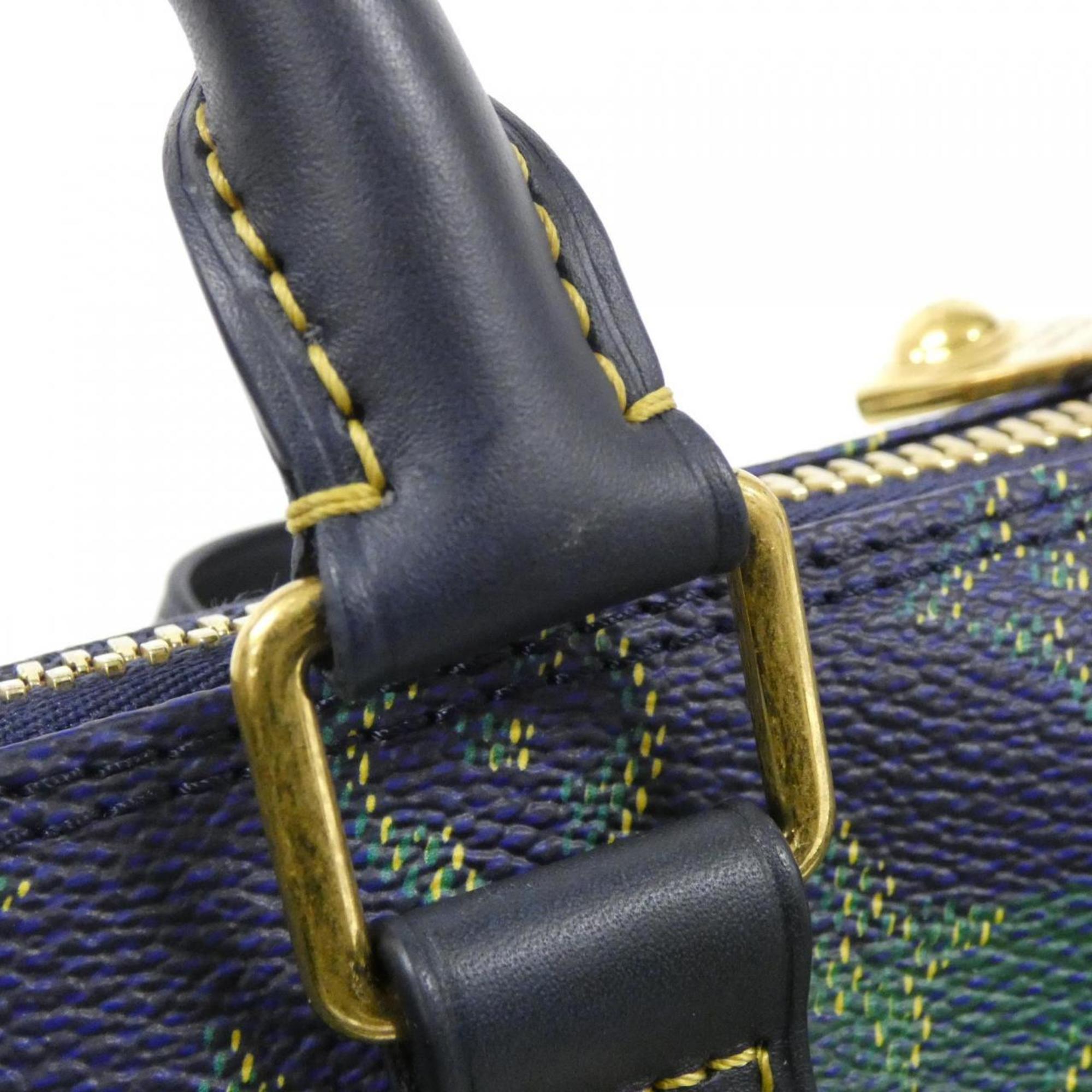 Louis Vuitton Blue Coated Canvas Boston Bag (Pre-Owned)