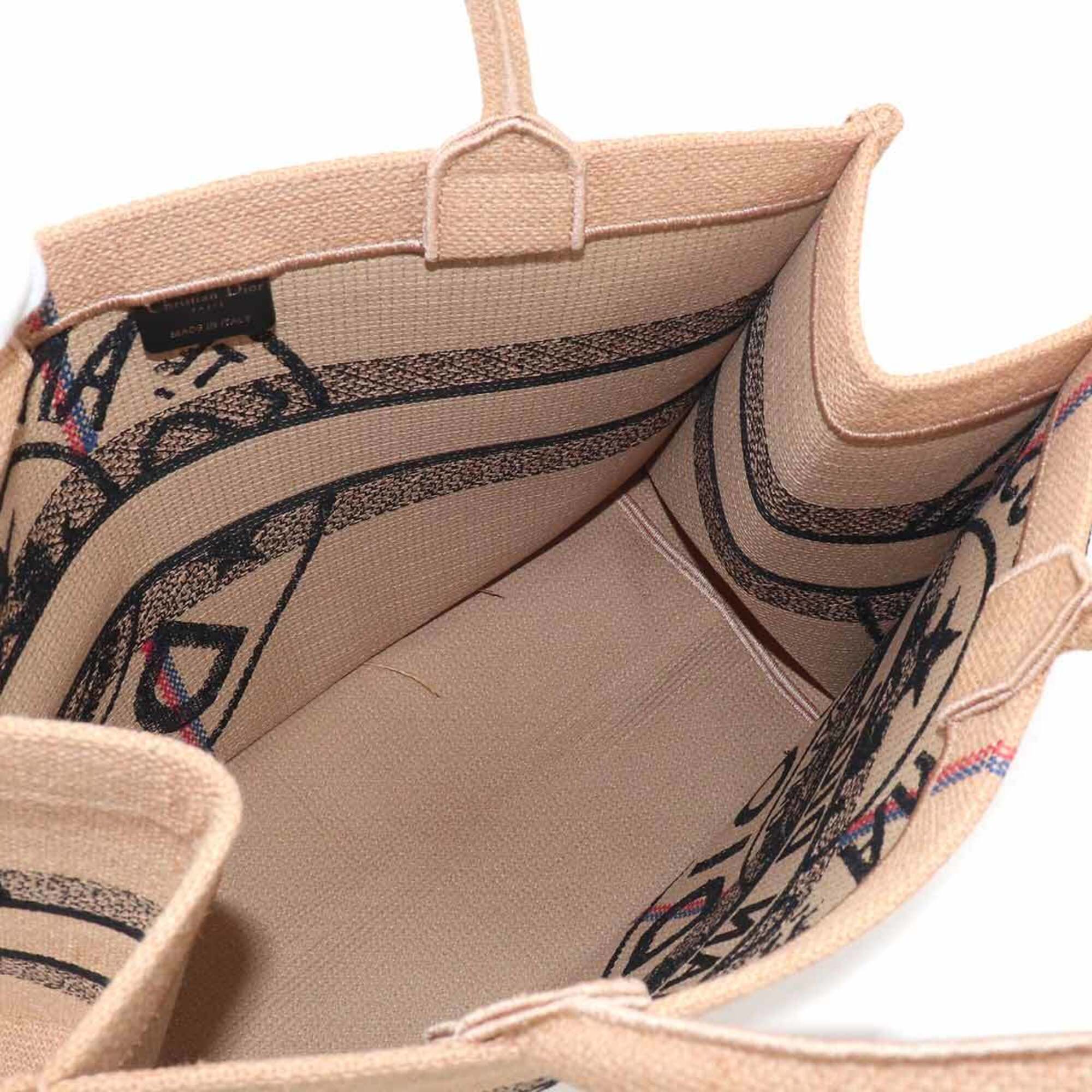 Christian Dior Beige Canvas Hemp Handbag Tote Bag (Pre-Owned)