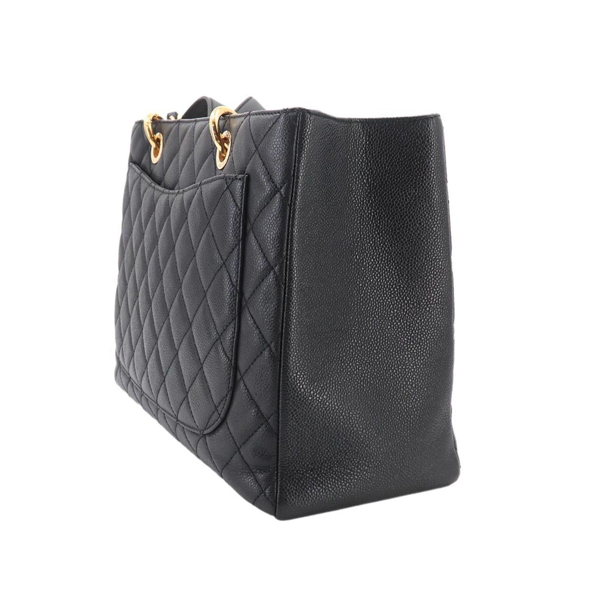 Chanel Black Grained Calfskin Handbag Tote Bag (Pre-Owned)