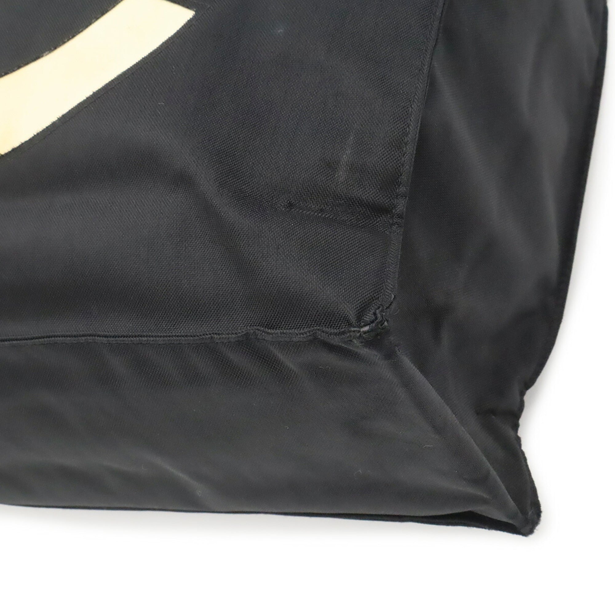 Chanel Black White Nylon Canvas Shoulder Bag Tote Bag (Pre-Owned)