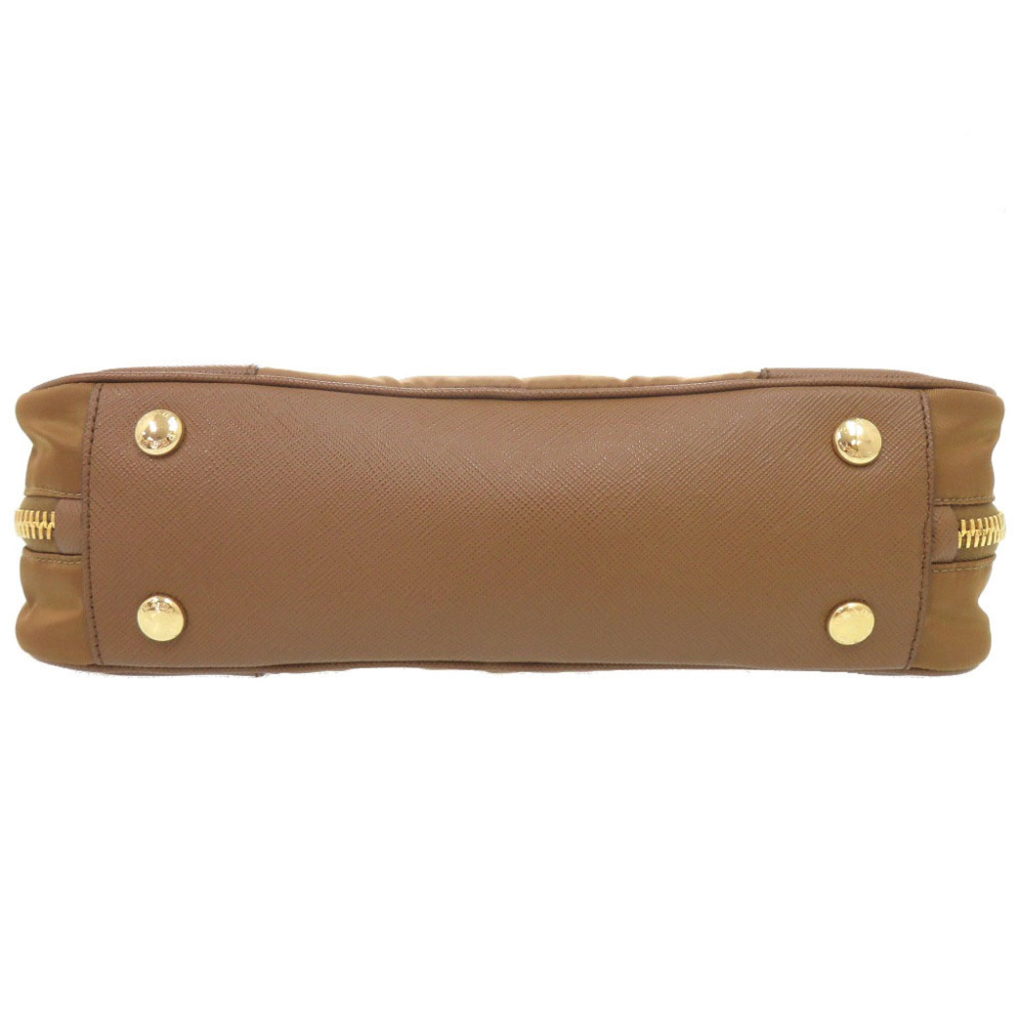 Prada Brown Nylon Leather Handbag Shoulder Bag (Pre-Owned)