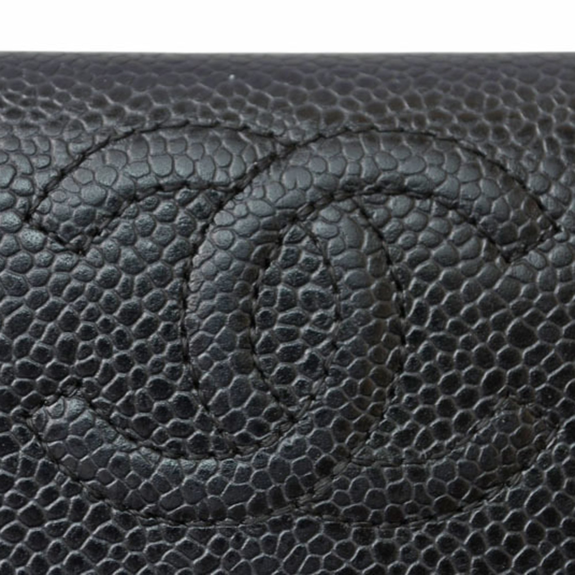 Chanel Black Leather Long Wallet (Bi-Fold) (Pre-Owned)
