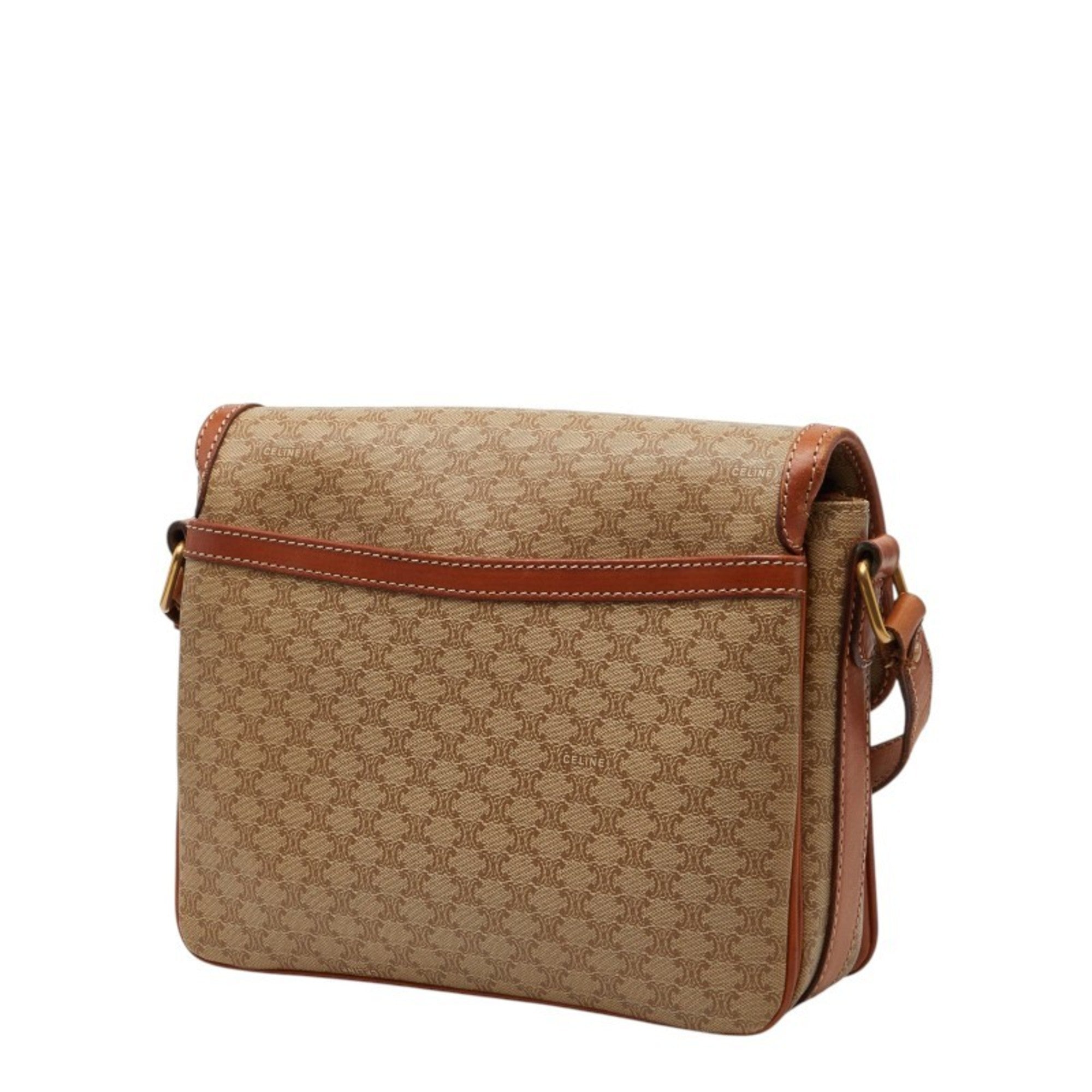 Celine Beige Brown Pvc Leather Shoulder Bag (Pre-Owned)