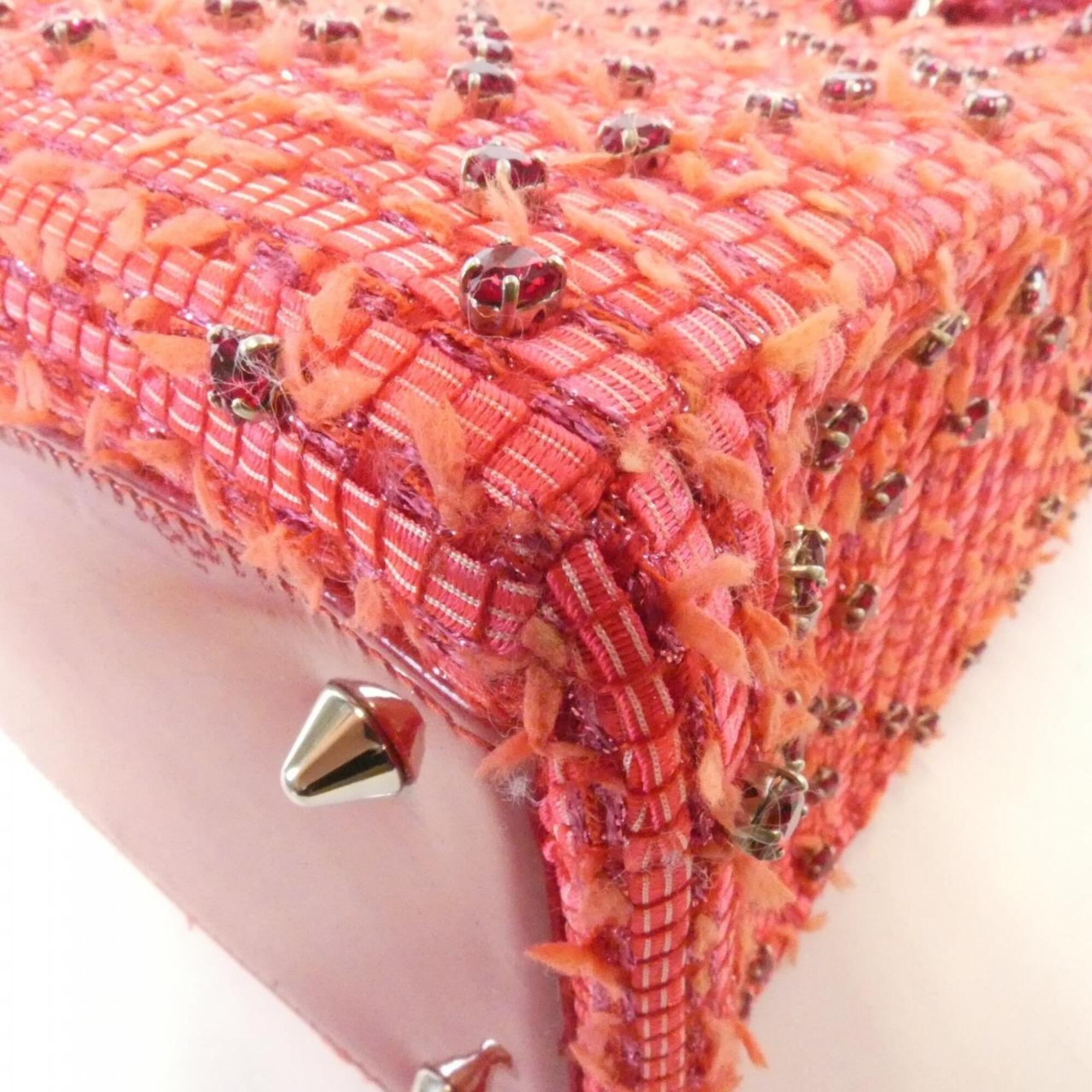Christian Dior Pink Canvas Rhinestone Handbag (Pre-Owned)