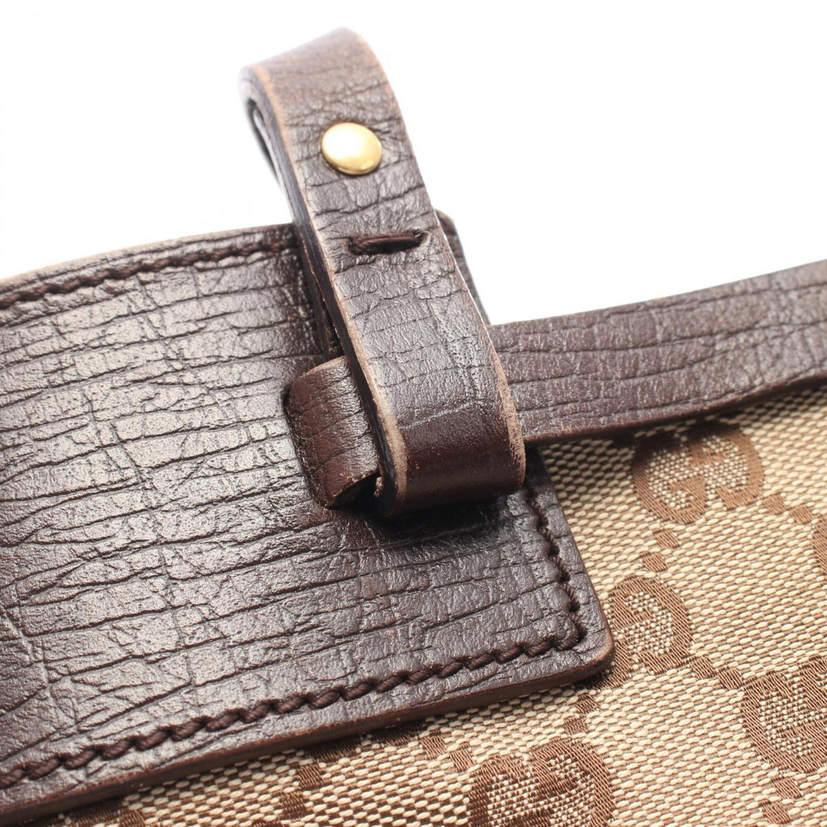 Gucci Beige Brown Gg Canvas Leather Handbag Tote Bag (Pre-Owned)