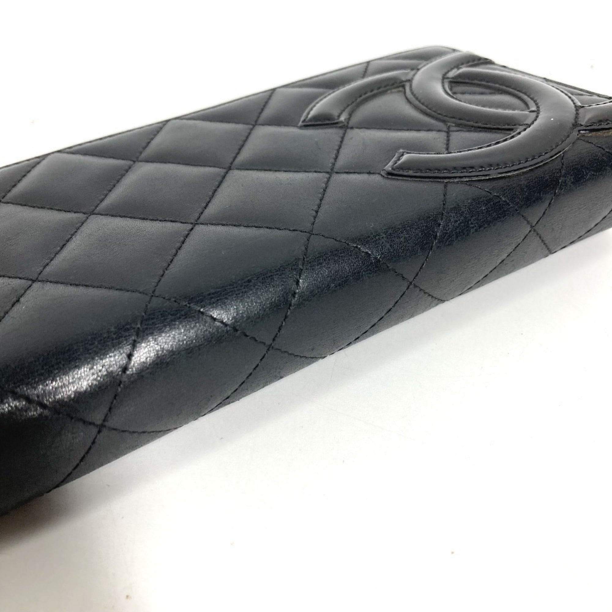 Chanel Black Cambon Ligne Leather Long Wallet (Bi-Fold) (Pre-Owned)