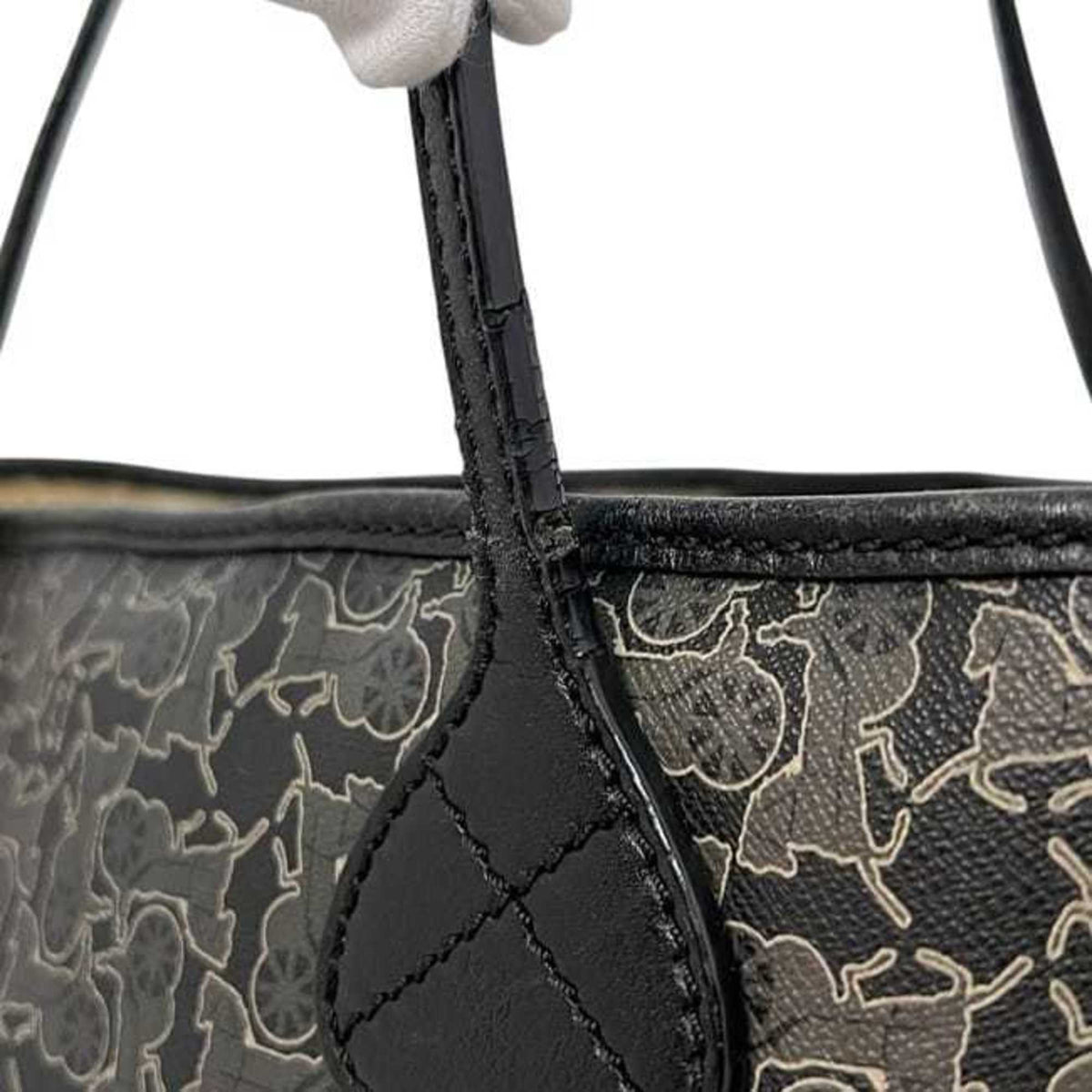 Celine Black Gray Pvc Leather Tote Bag (Pre-Owned)
