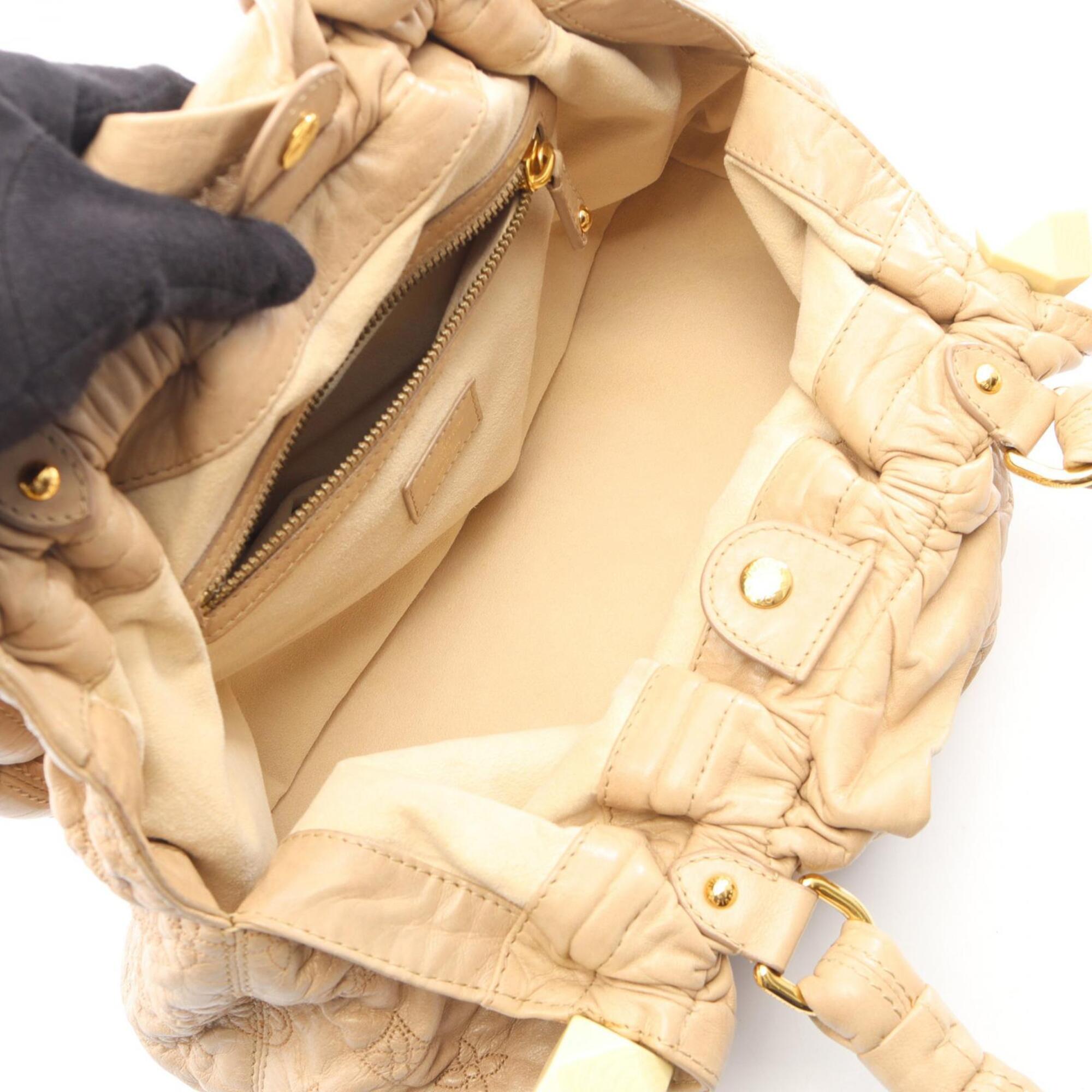 Louis Vuitton Beige Leather Handbag Shoulder Bag (Pre-Owned)