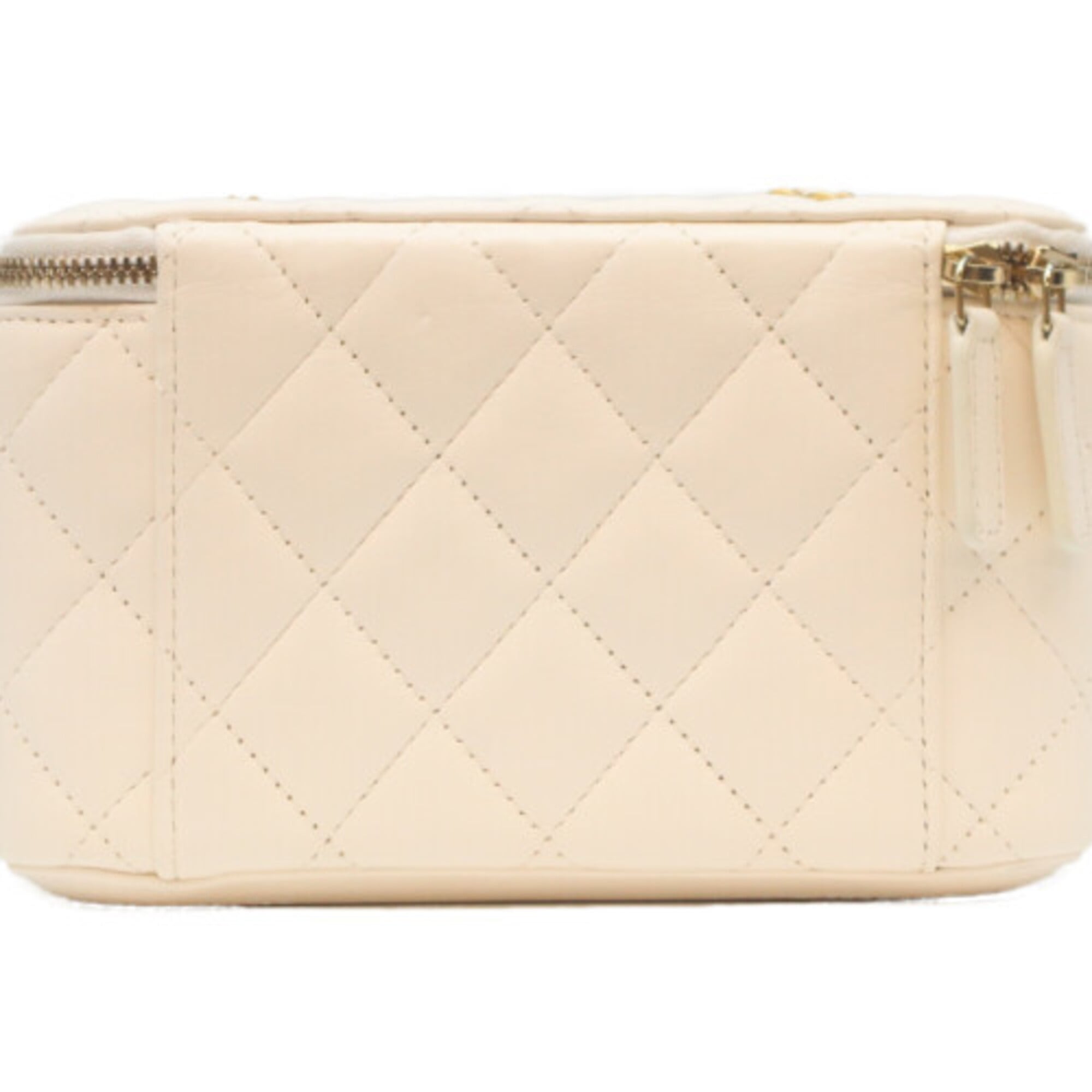 Chanel White Leather Shoulder Bag Vanity Bag (Pre-Owned)