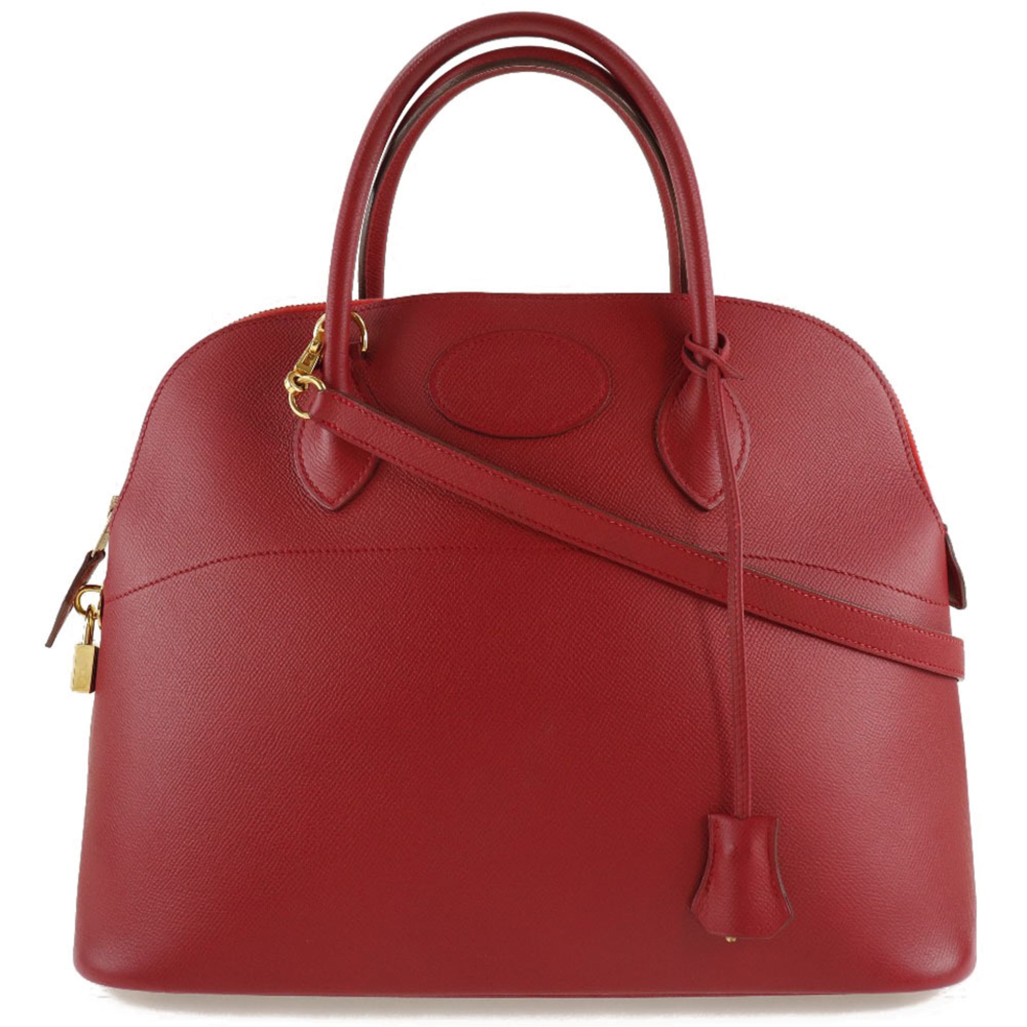 Hermes Bolide Red Color Courchevel Leather Handbag (Pre-Owned)